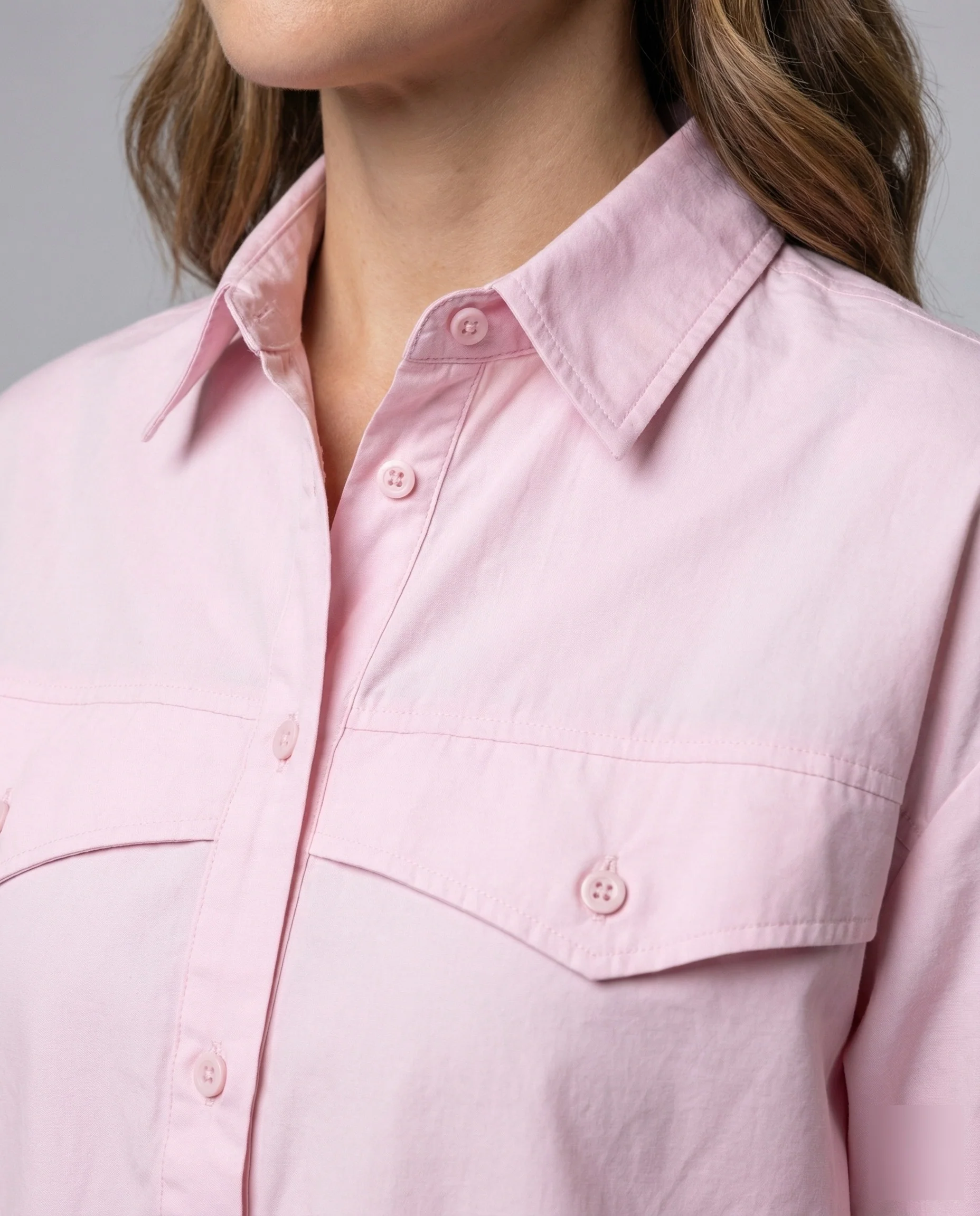 Oversized Blusentop Damen mit Brustklappen - Image 3