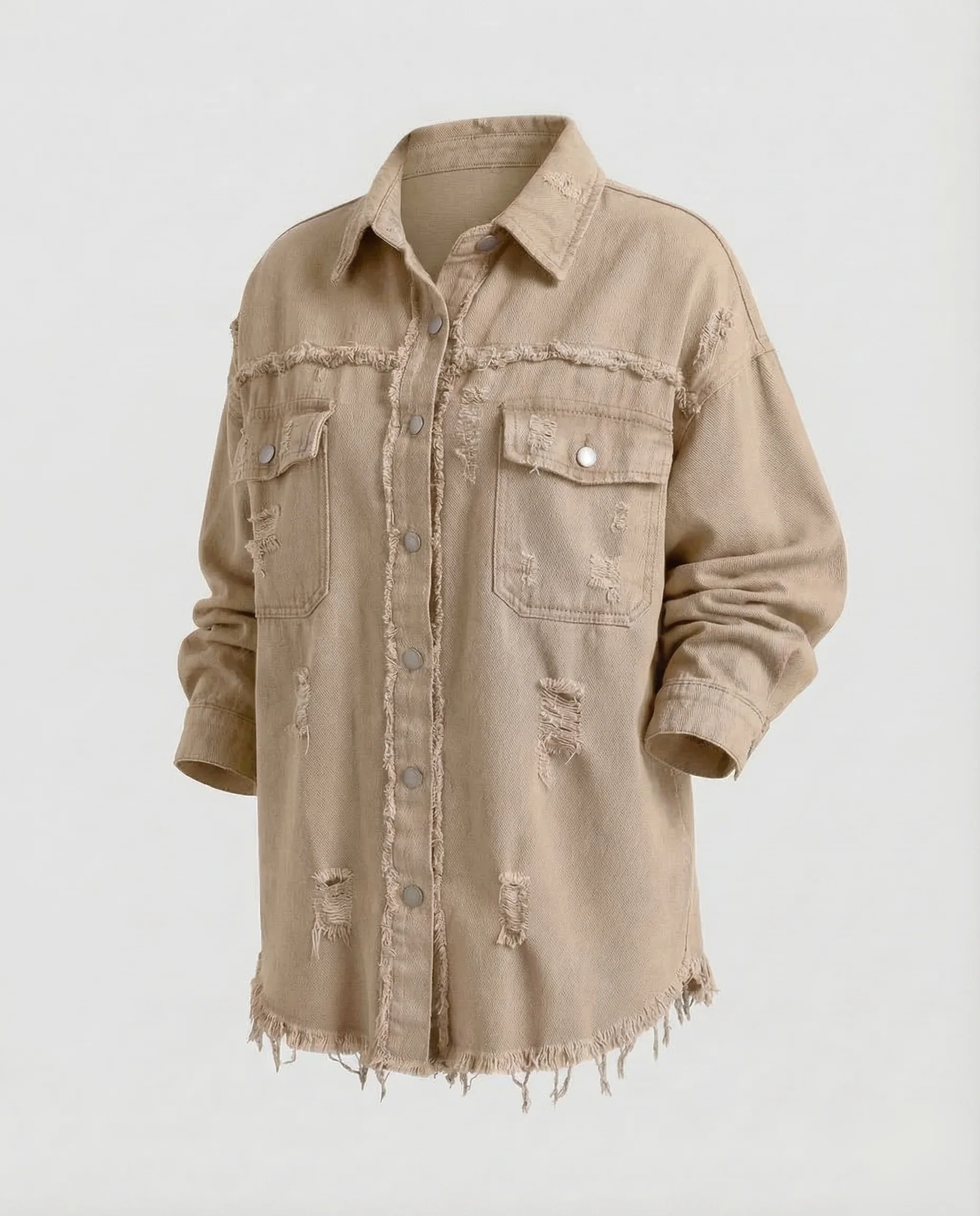 Damen Jeanshemdjacke Fransen - Image 14