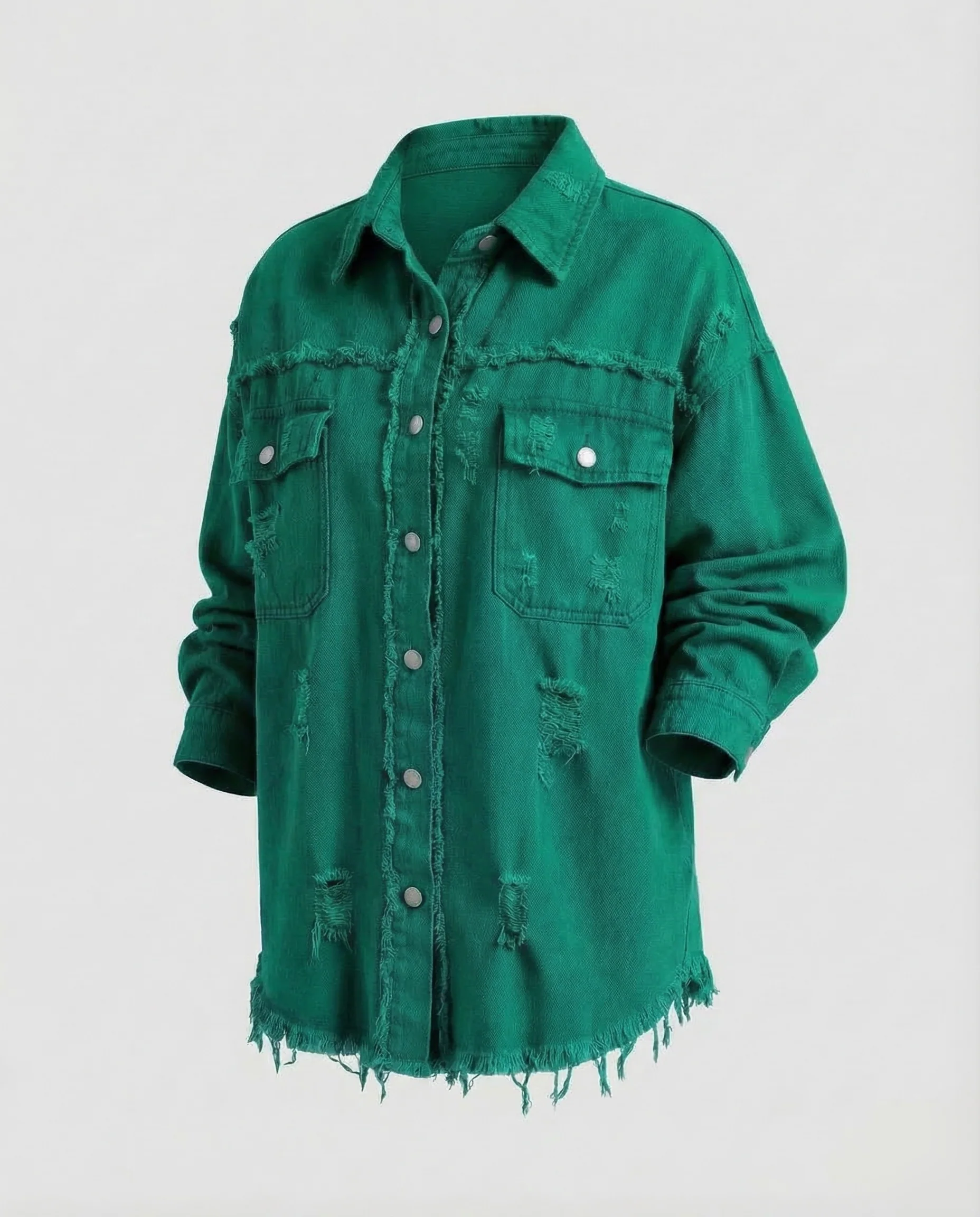 Damen Jeanshemdjacke Fransen - Image 4