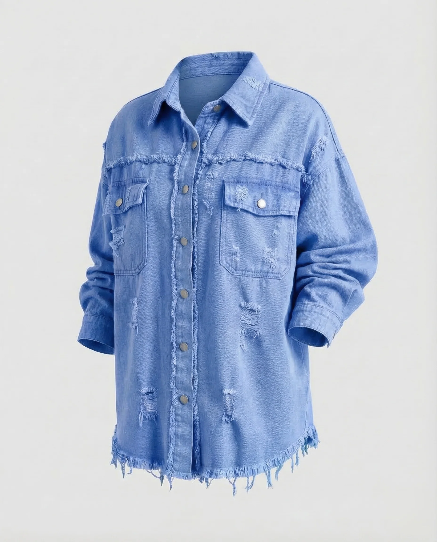 Damen Jeanshemdjacke Fransen - Image 8