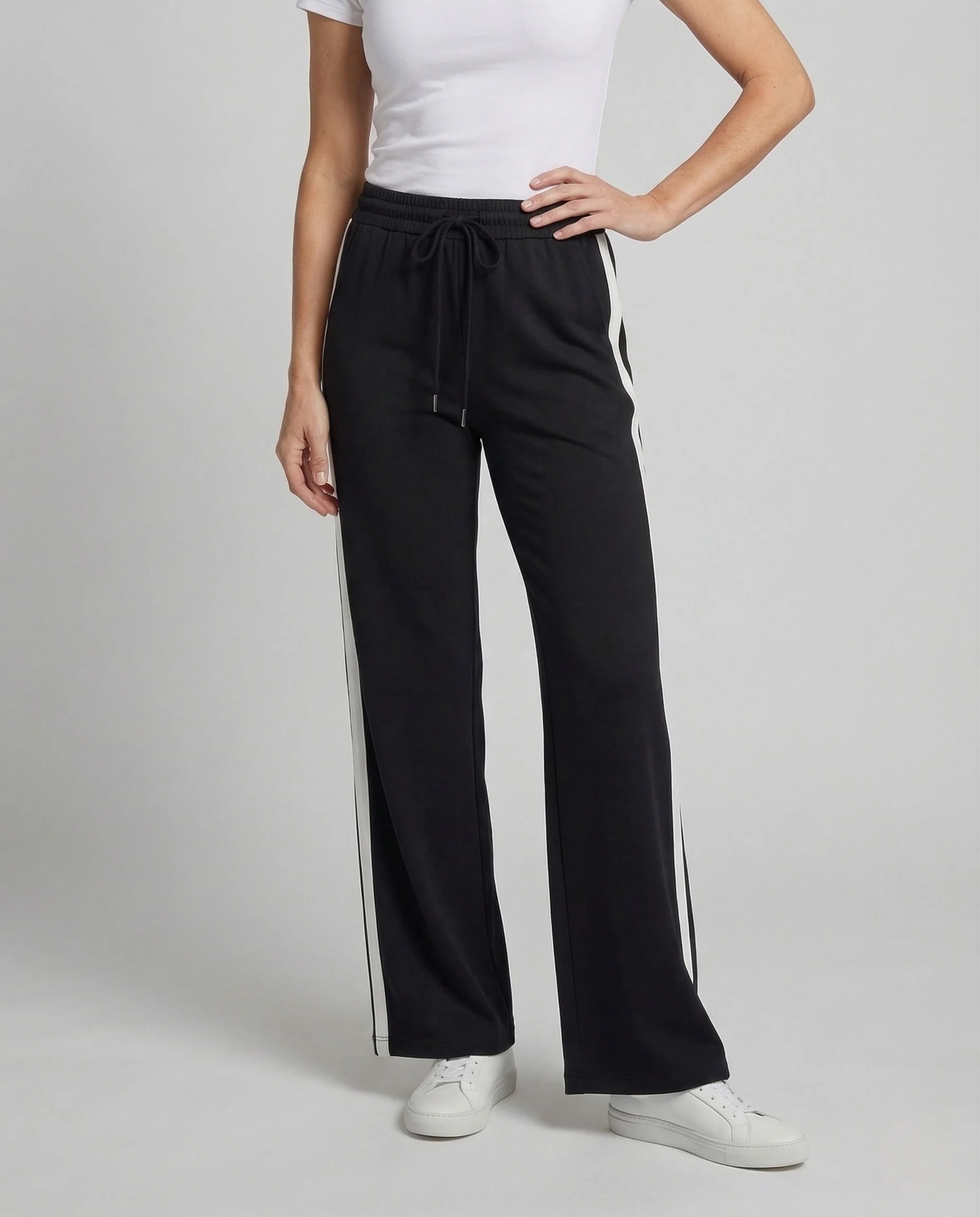 Damen Jogginghose Weit High Waist mit Streifen - Image 2