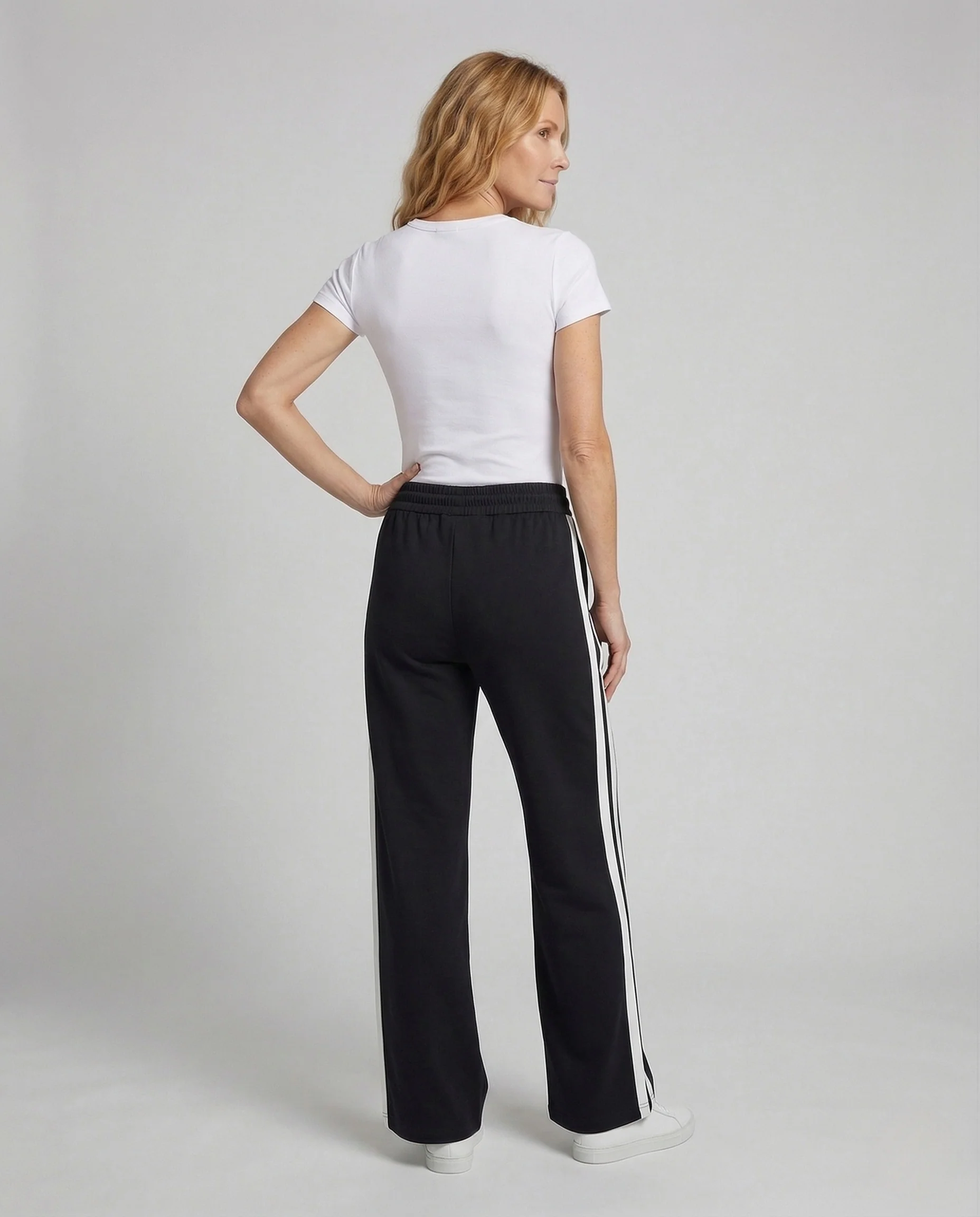 Damen Jogginghose Weit High Waist mit Streifen - Image 4