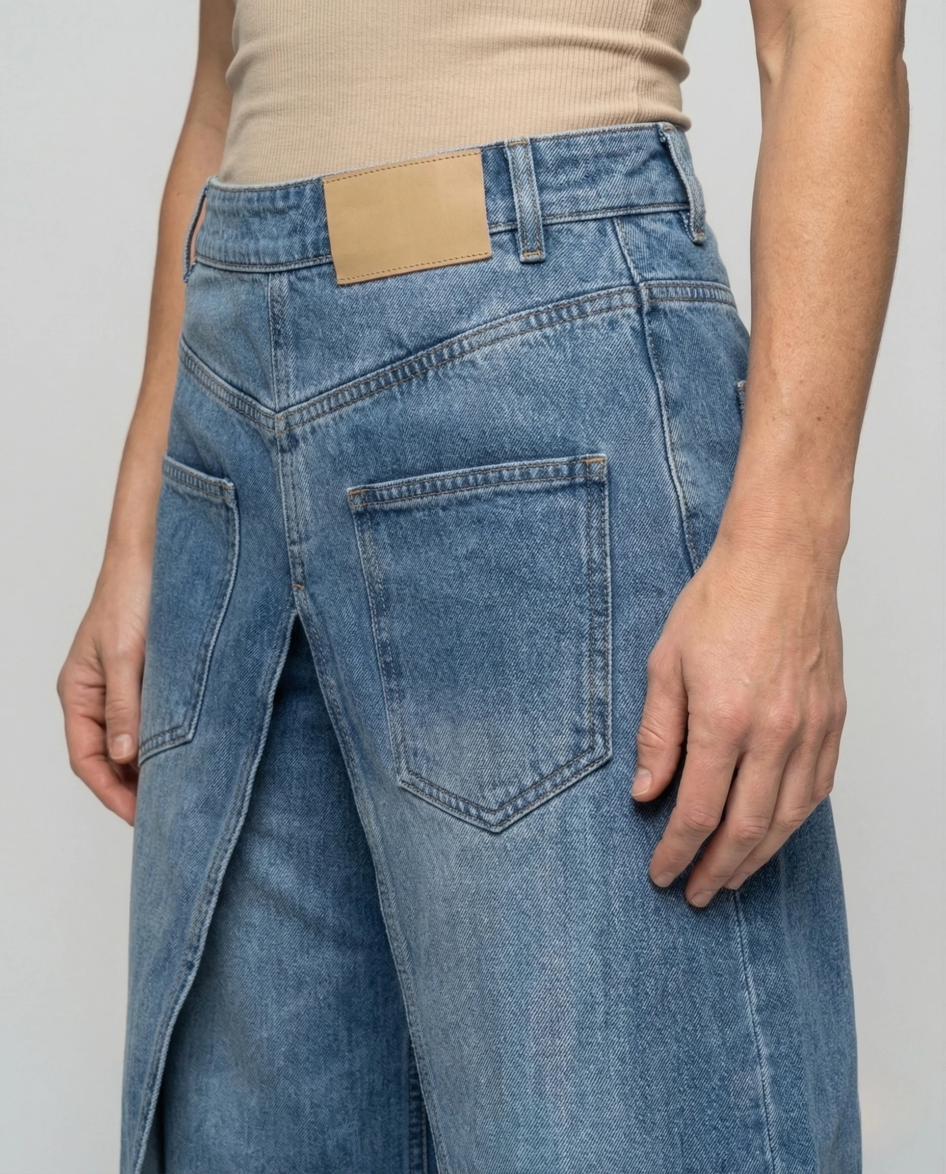 Damen Jeans High Waist Überlappungsschlitz - Image 3