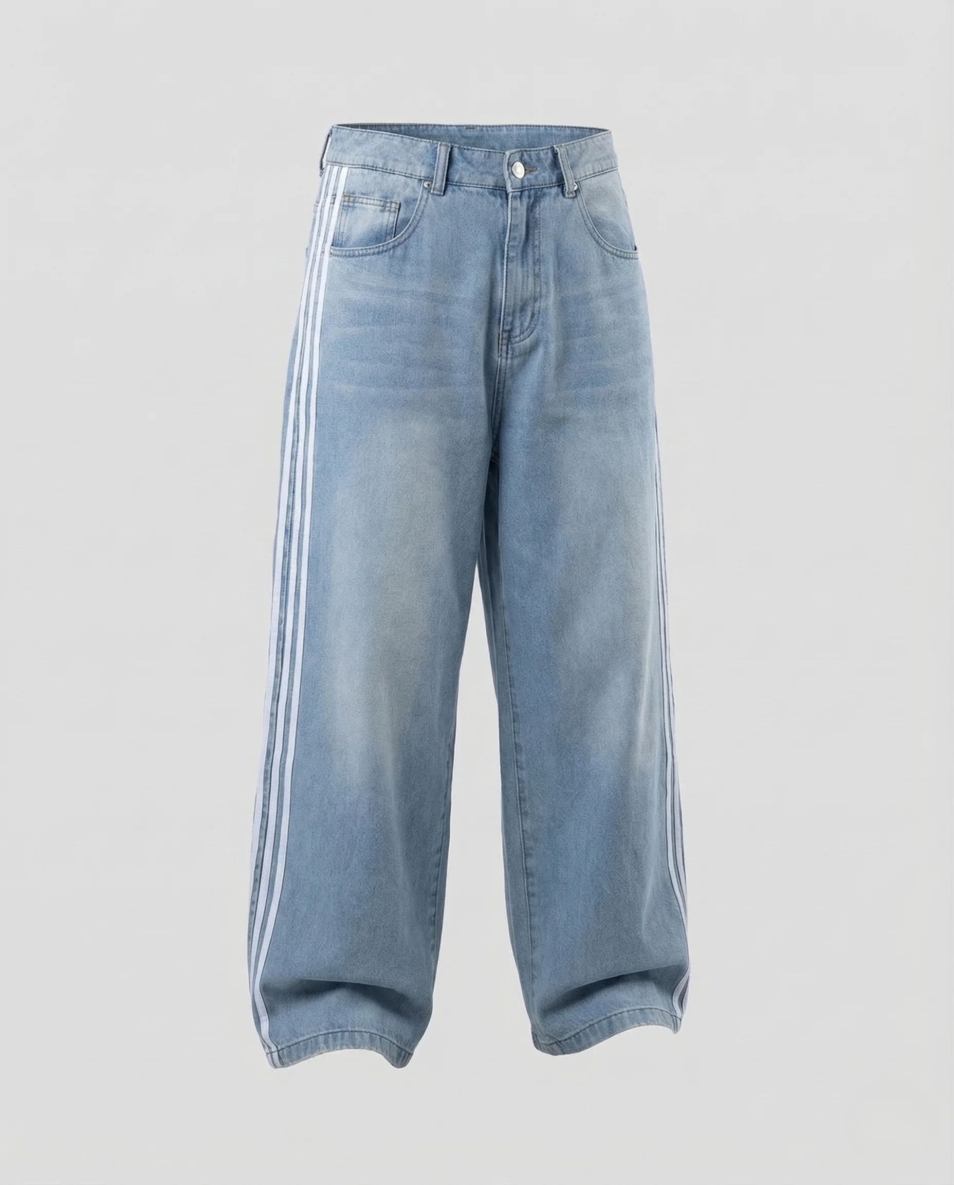 Damen Track Style Jeanshose High Waist Weit - Image 5