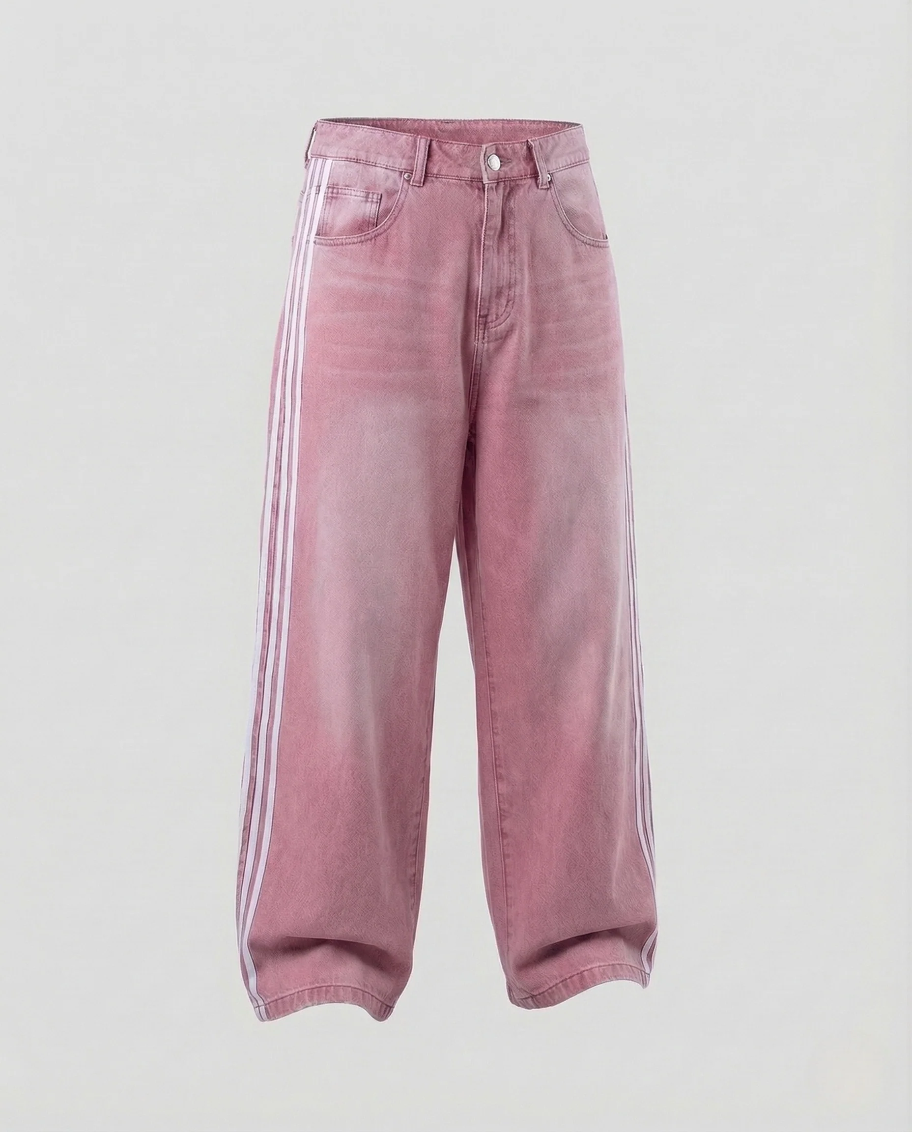 Damen Track Style Jeanshose High Waist Weit - Image 7