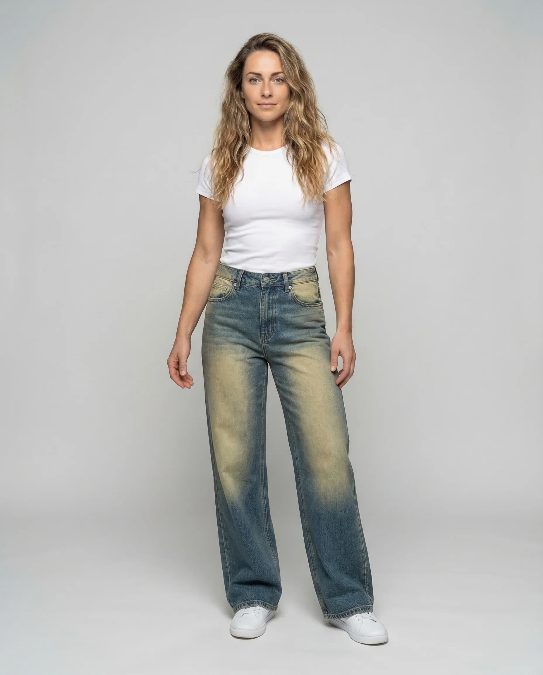 Damen Schlagjeans High Waist Denim