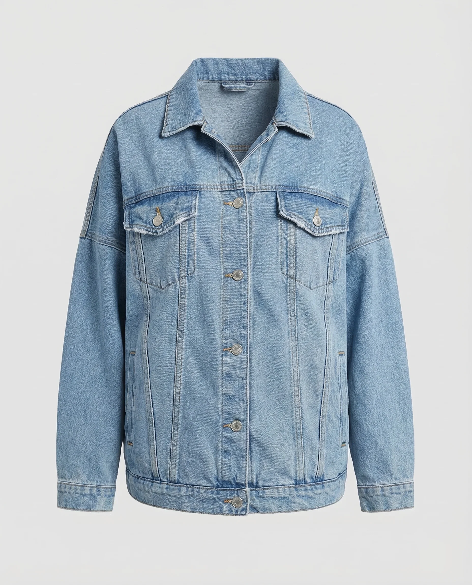 Damen Jeansjacke Oversize Metallknöpfe - Image 5