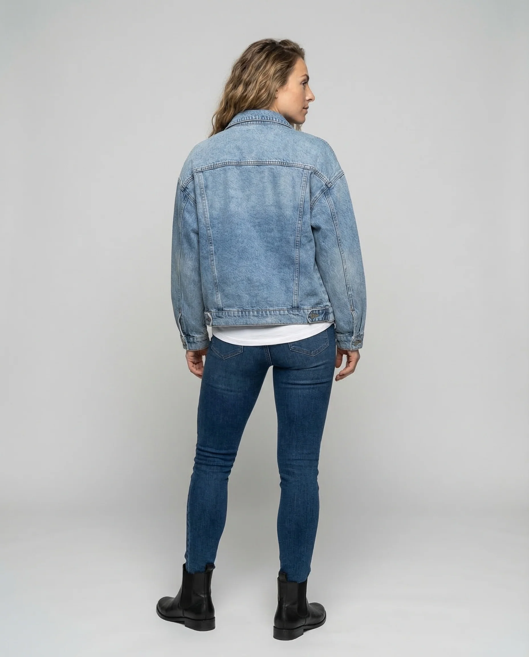 Damen Weite Jeansjacke Kurzer Schnitt - Image 4