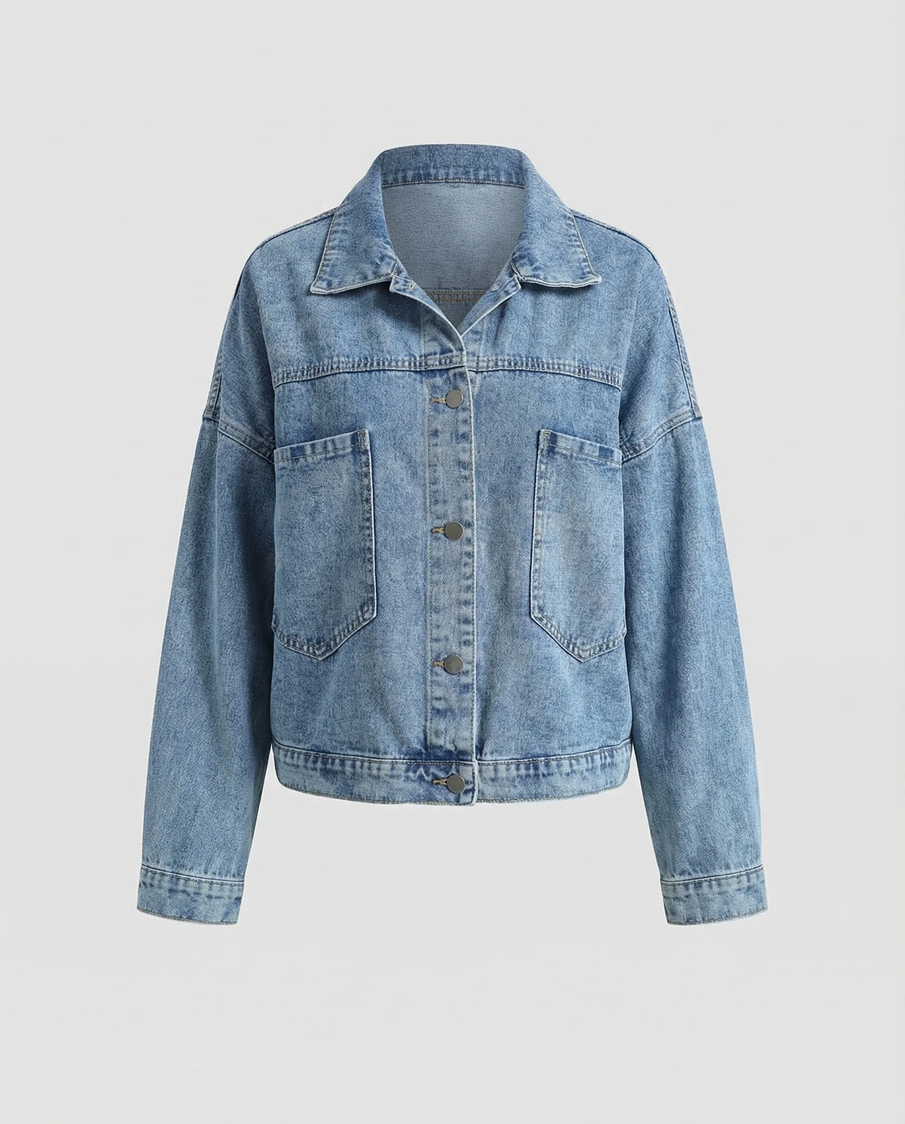 Damen Weite Jeansjacke Kurzer Schnitt - Image 5