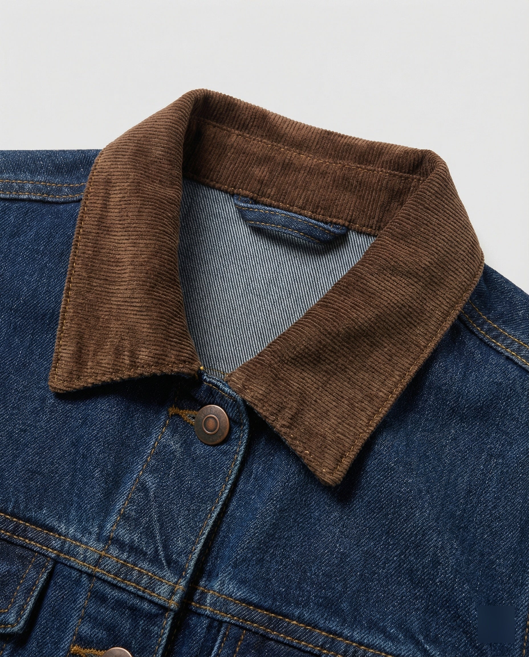 Weite Jeansjacke mit Cordkragen, Druckknopfverschluss und legerer Silhouette Heidi-Mode - Image 5