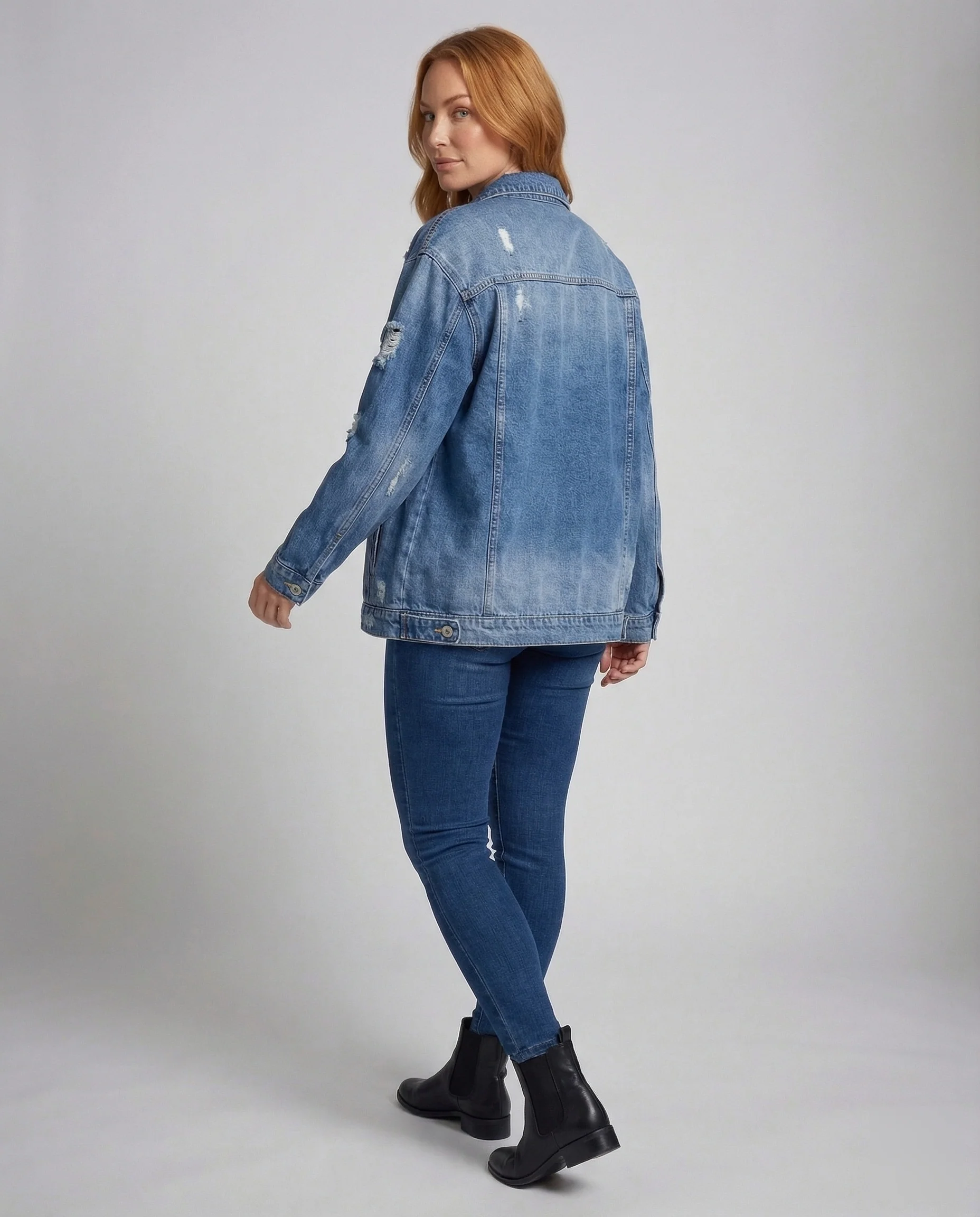 Damen Jeansjacke Lang Used - Image 4