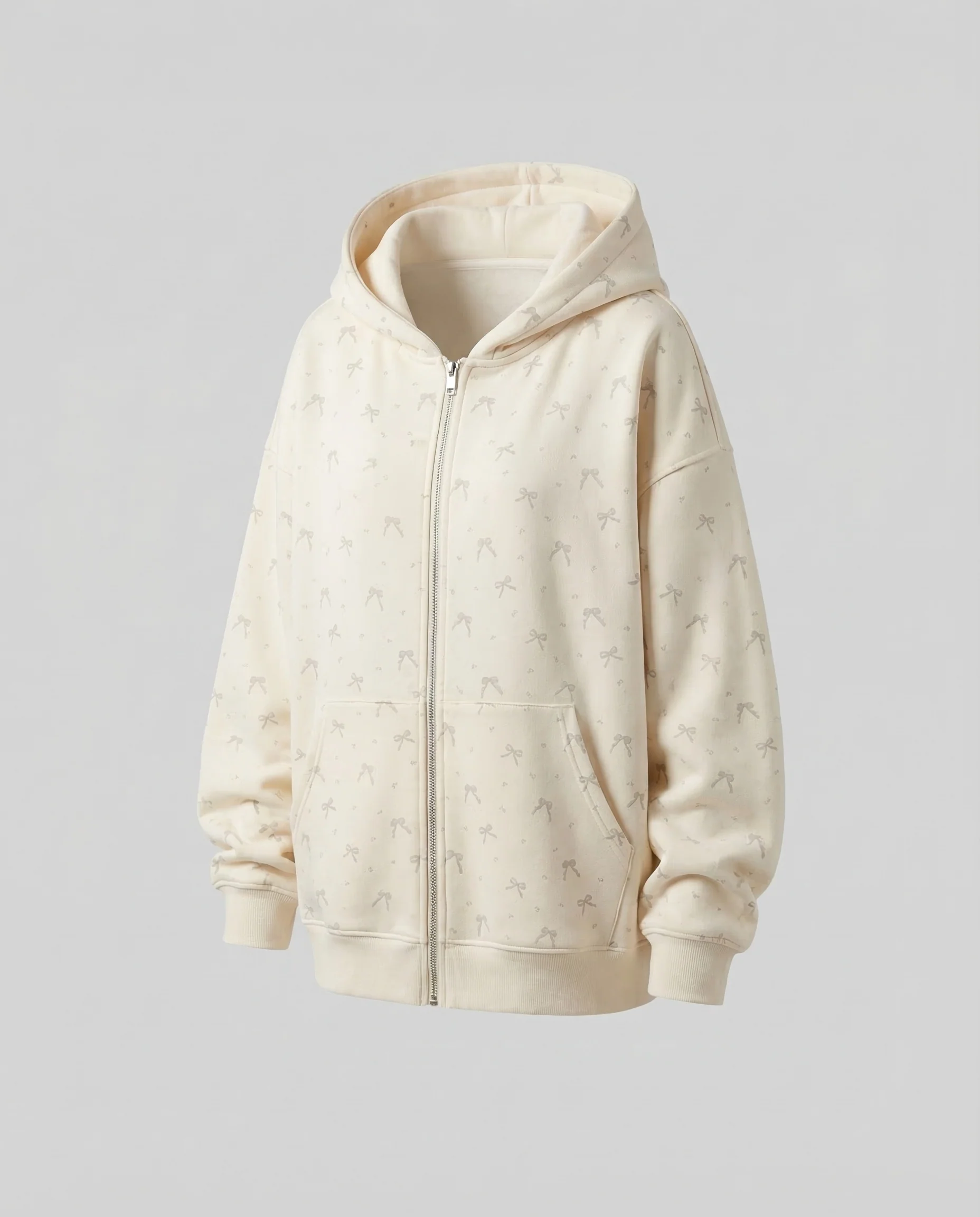 Damen Weite Kapuzenjacke Schleifen-Print - Image 5