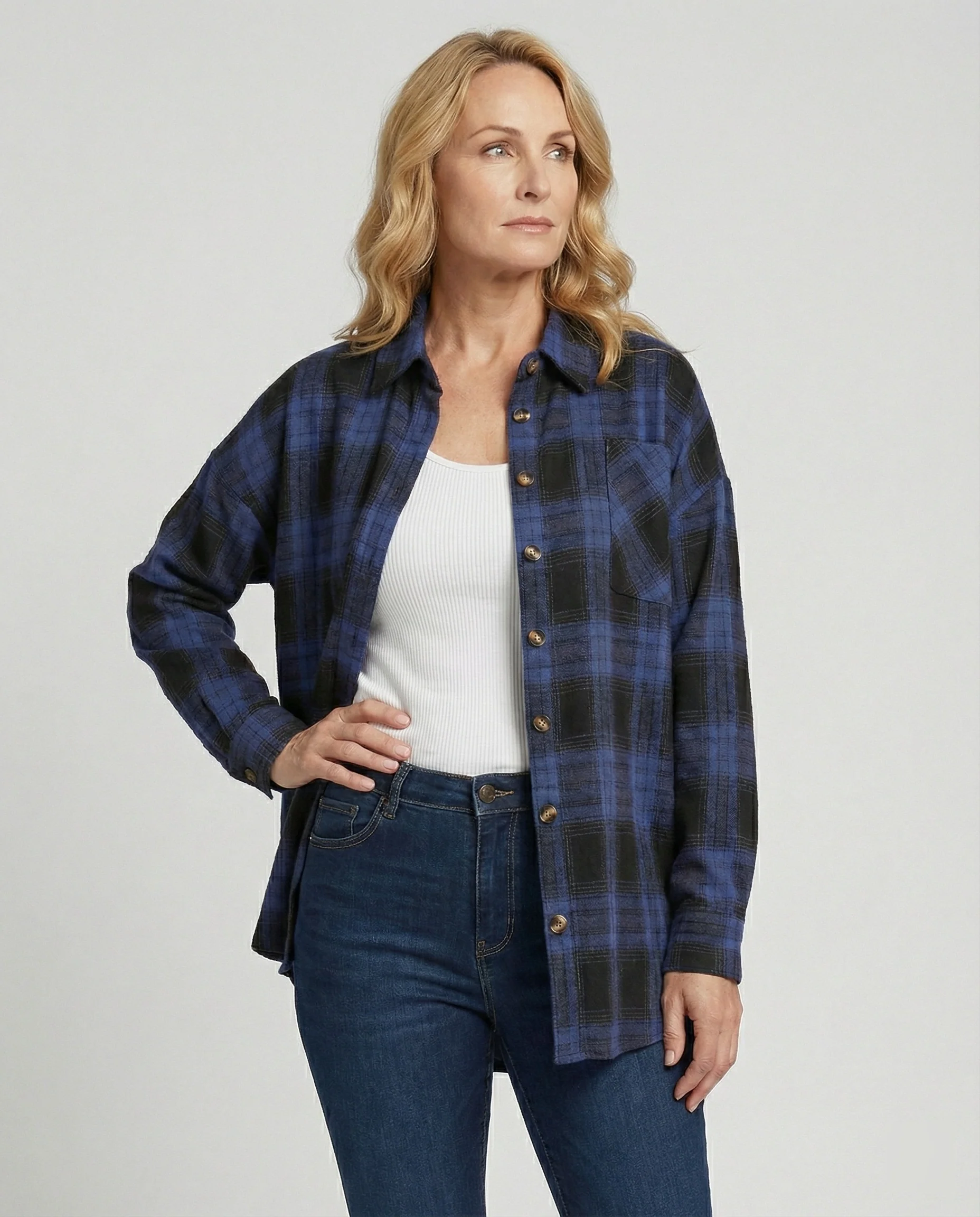 Damen Hemdjacke Flanell weit