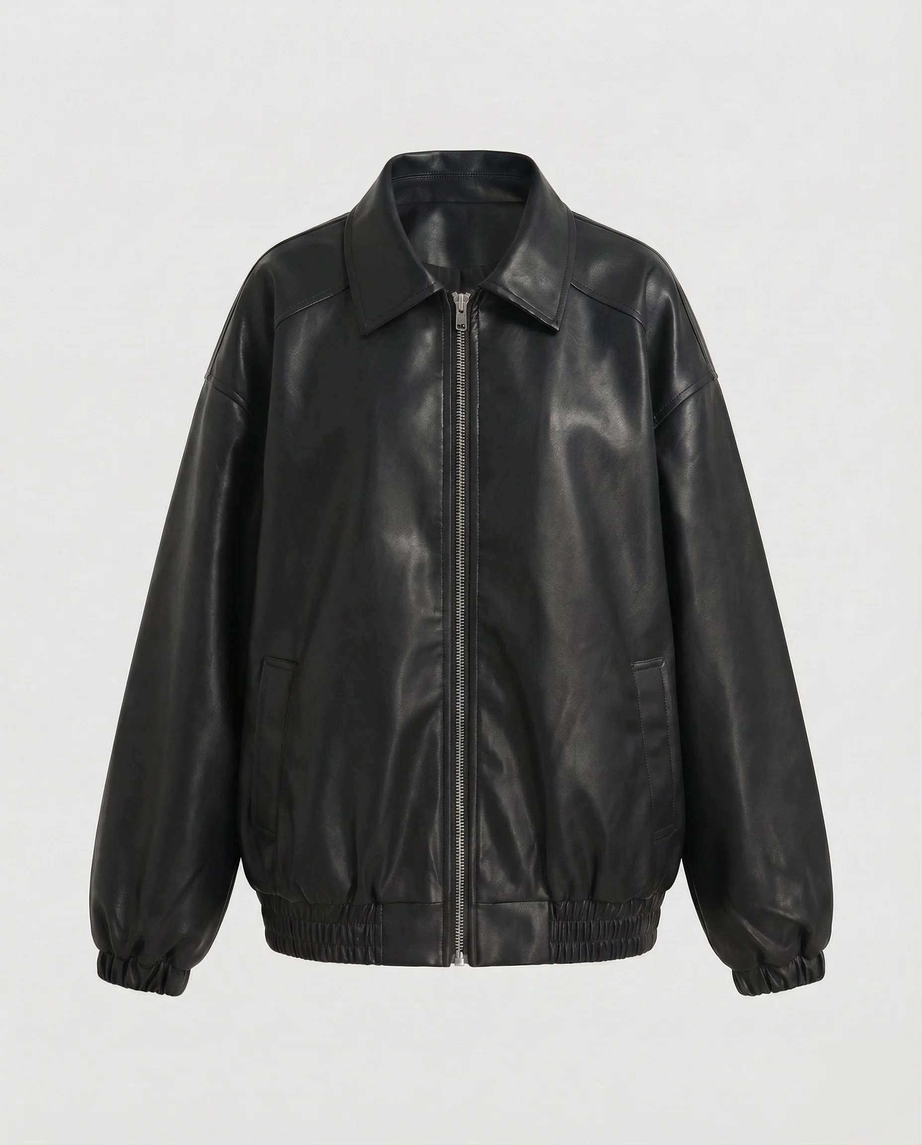 Damen Kunstlederjacke Weit Reißverschluss - Image 5