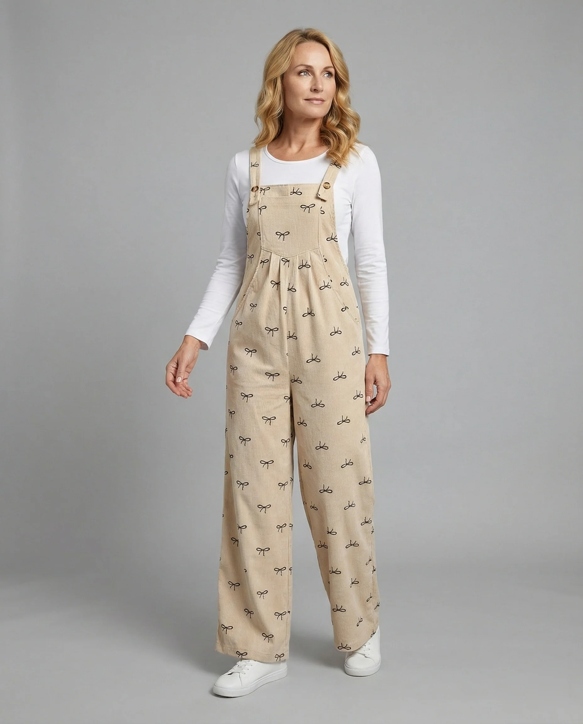 Damen Latzhose Cord Print