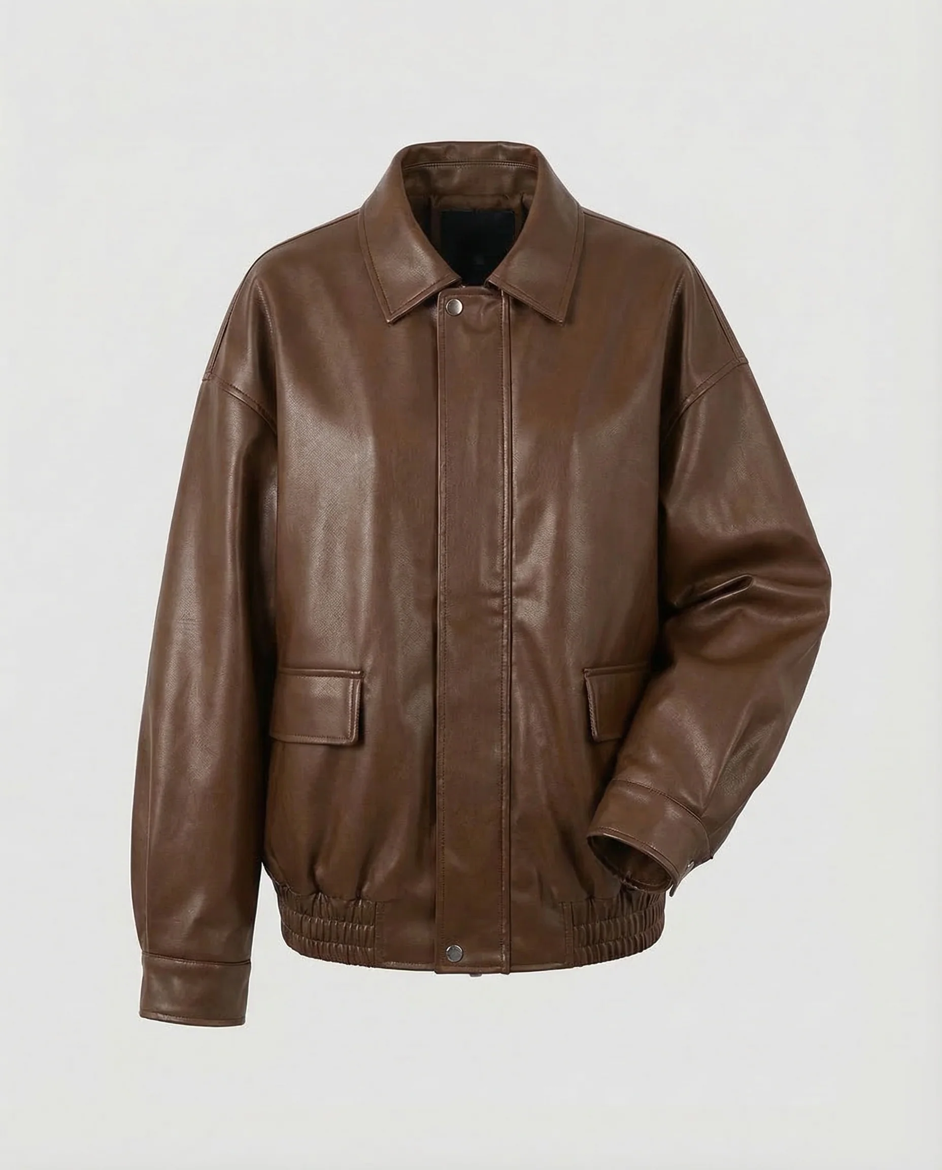 Damen Lederoptik-Bomberjacke Hemdkragen - Image 6