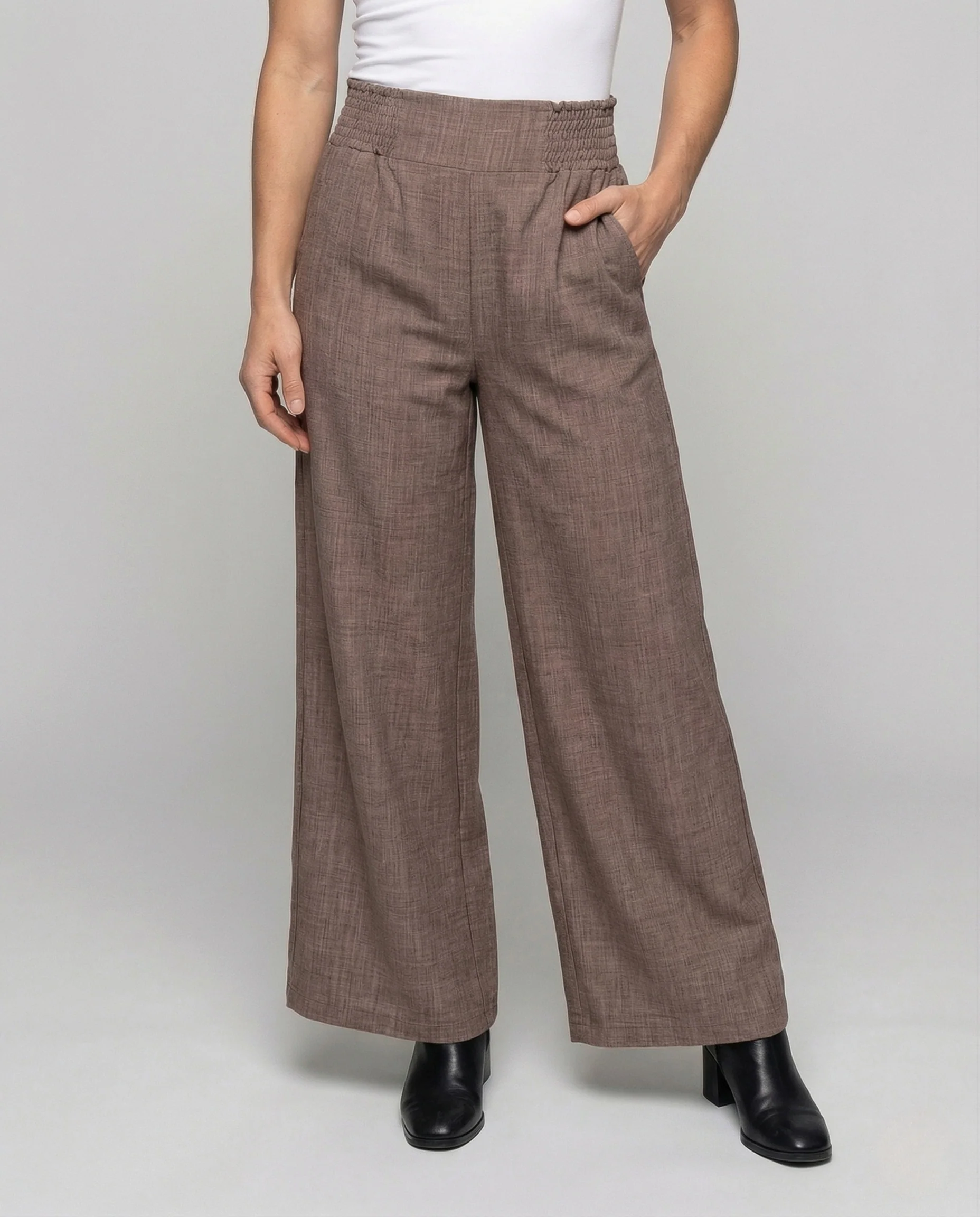 Damen Leinenhose High Waist Bügelfalte - Image 2