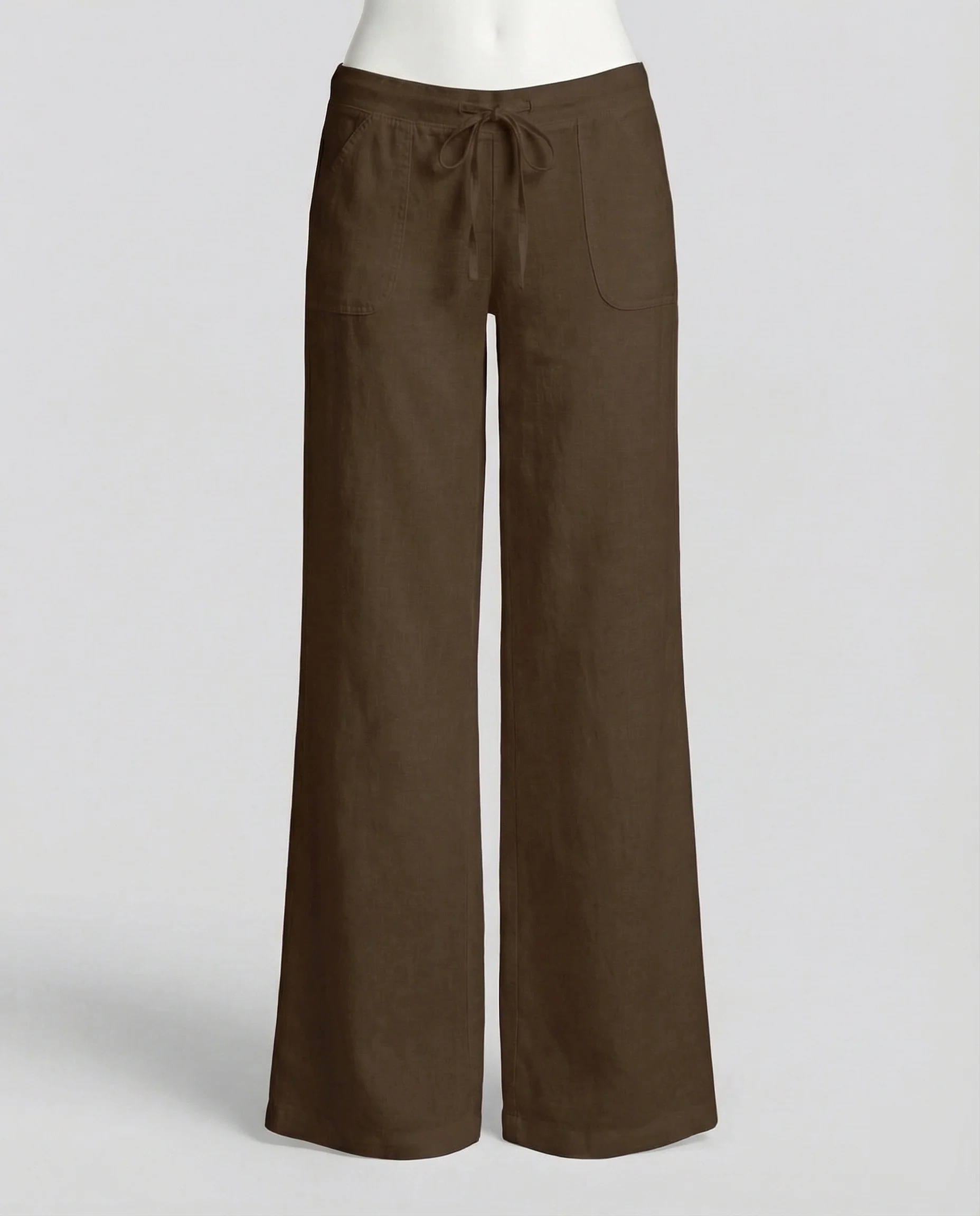 Damen Leinenhose Weit Taschen - Image 10