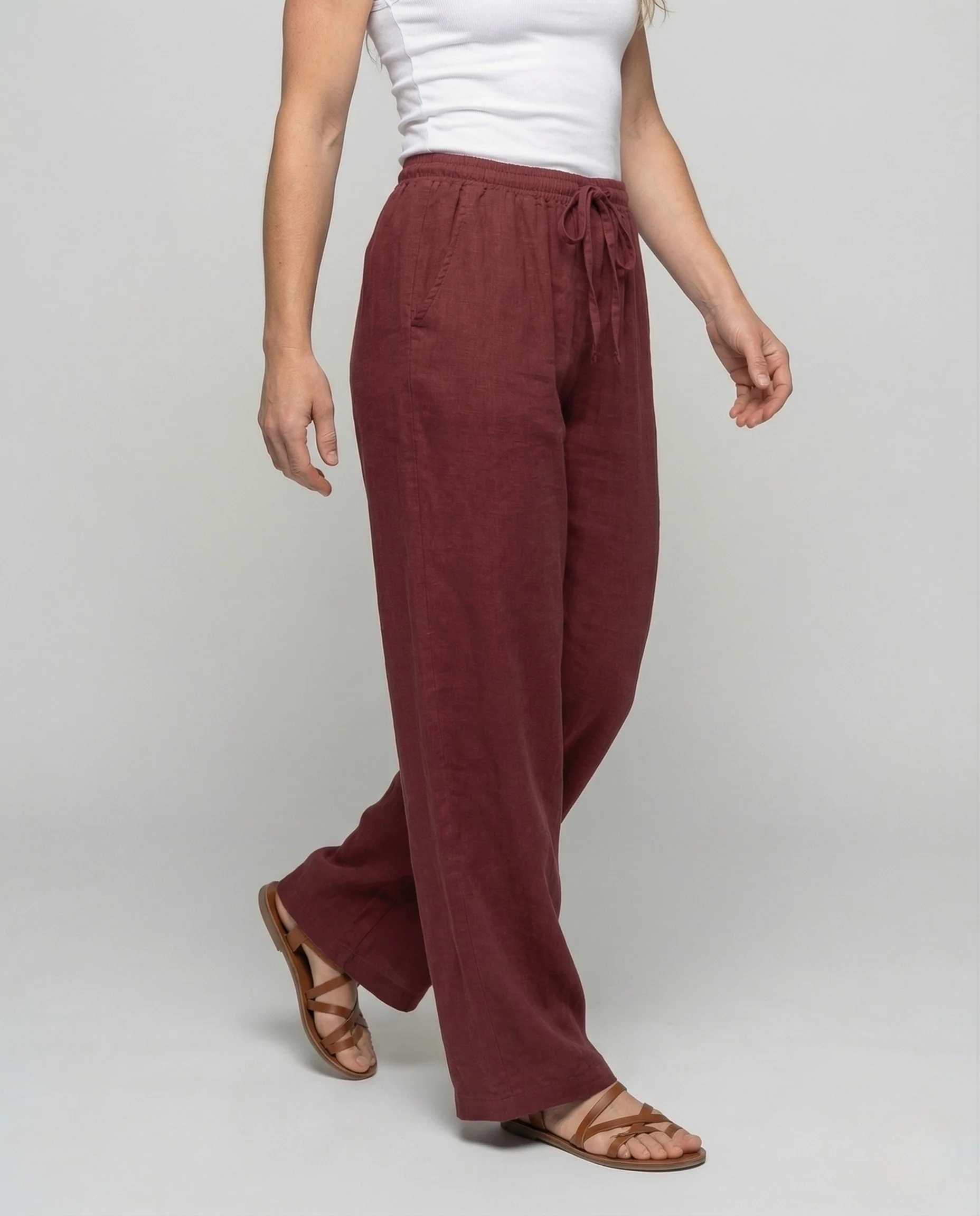 Damen Leinen Hose Kordelzug - Image 2