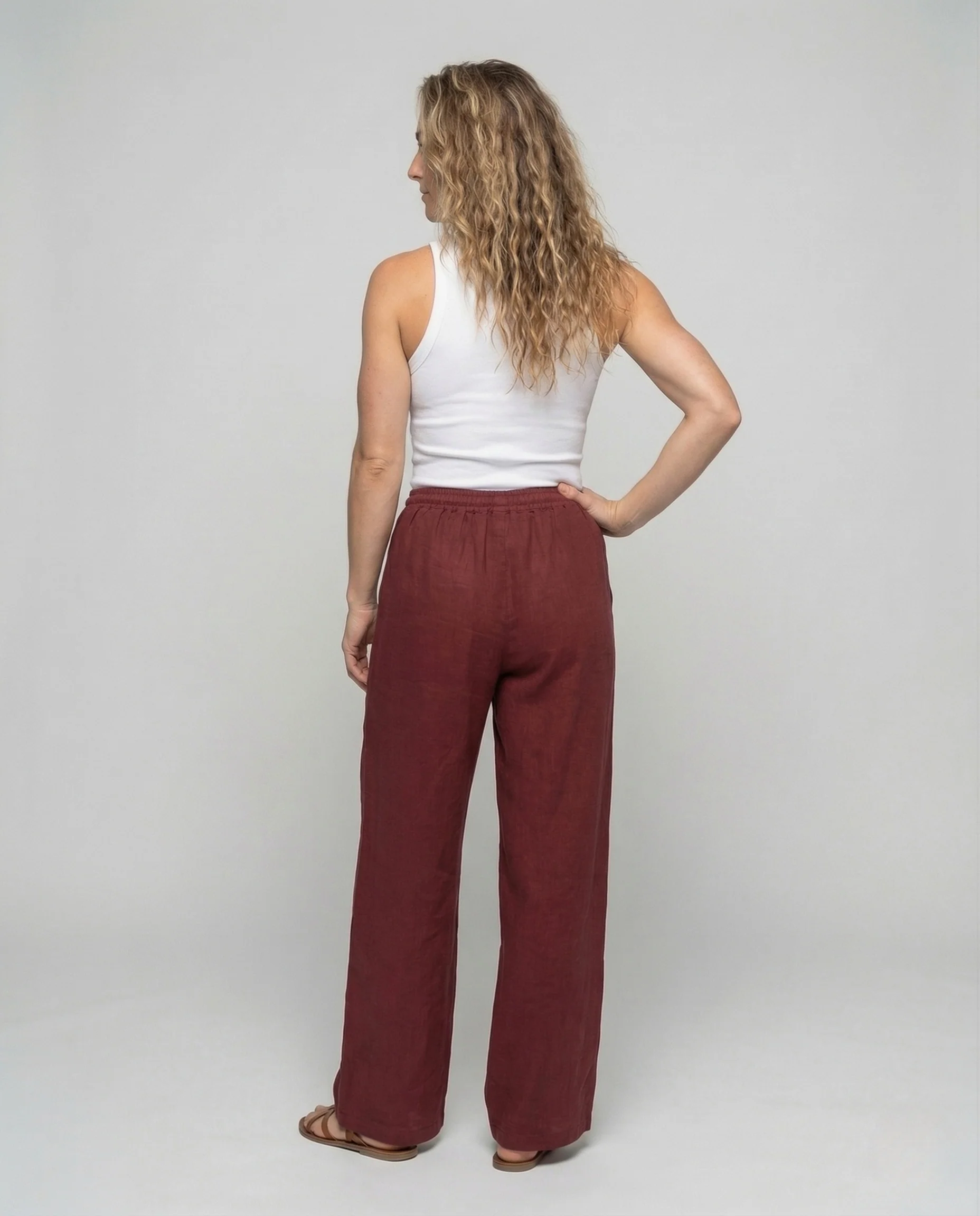 Damen Leinen Hose Kordelzug - Image 4