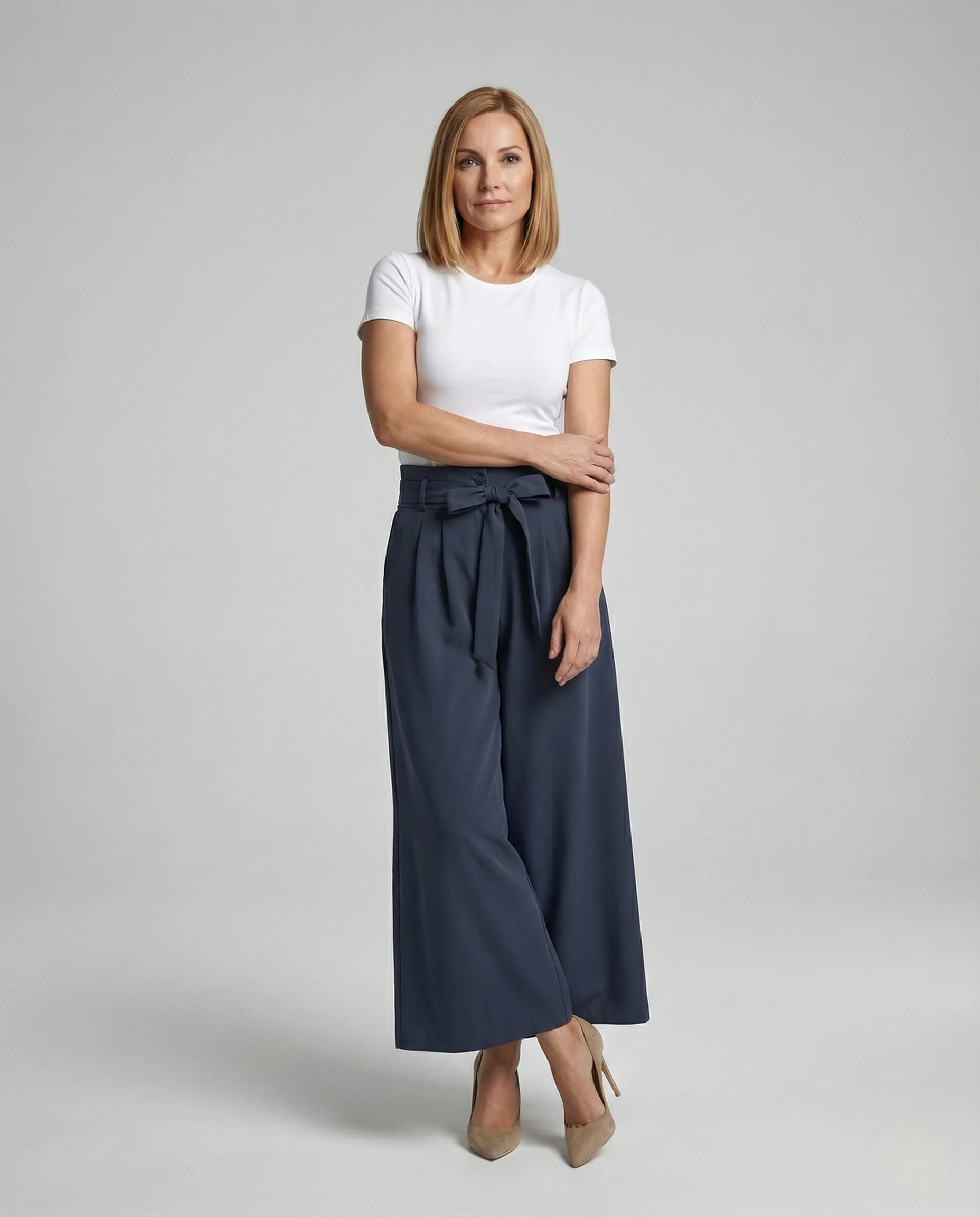 Palazzohose Damen High Waist Gürtel - Image 2