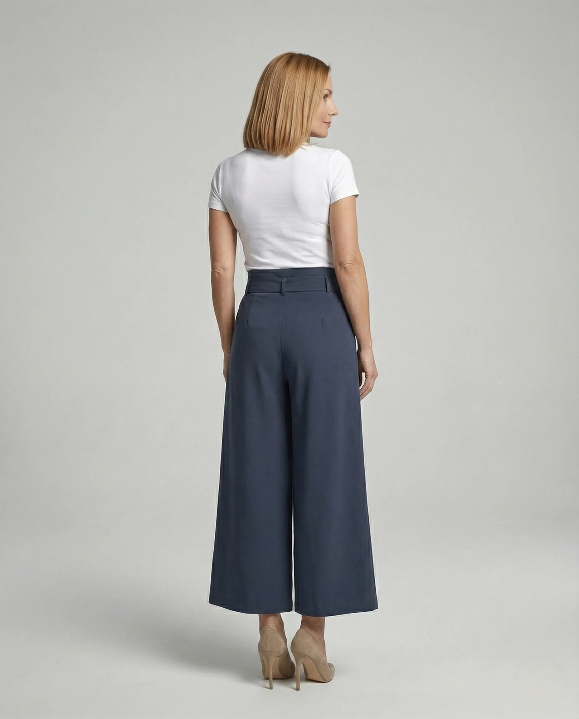 Palazzohose Damen High Waist Gürtel - Image 3