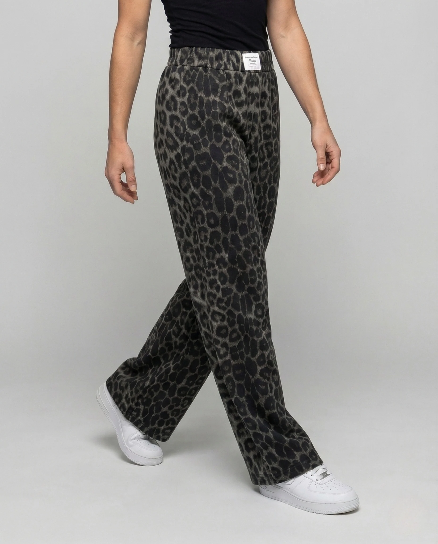 Damen Palazzo Hose Satin Animal Print - Image 2