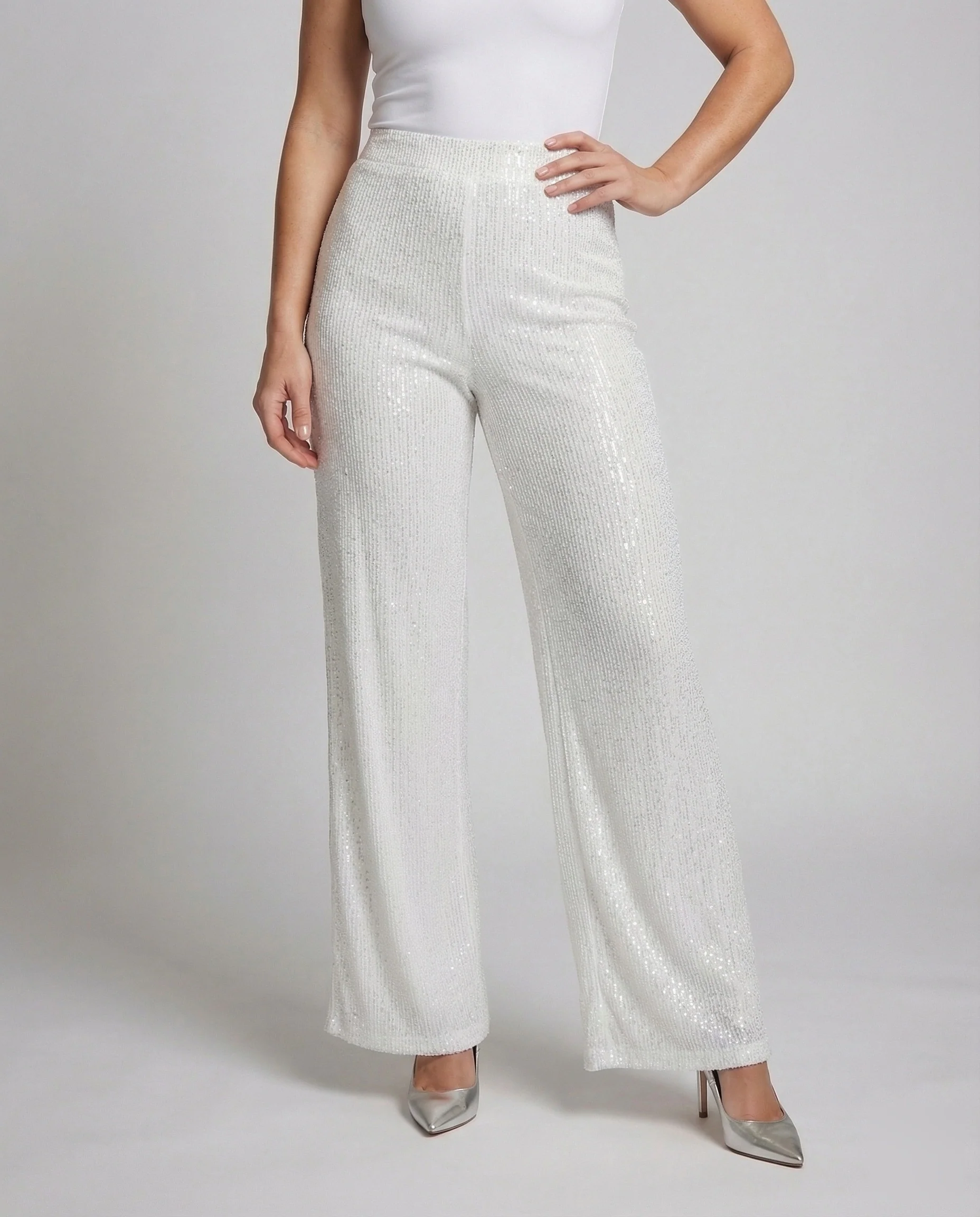 Damen Pailletten Plissee Hose - Image 2