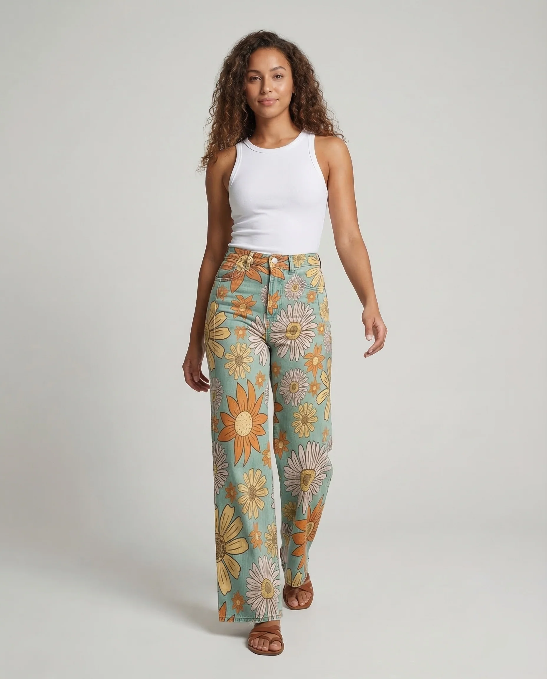 Damen Schlagjeans Floral