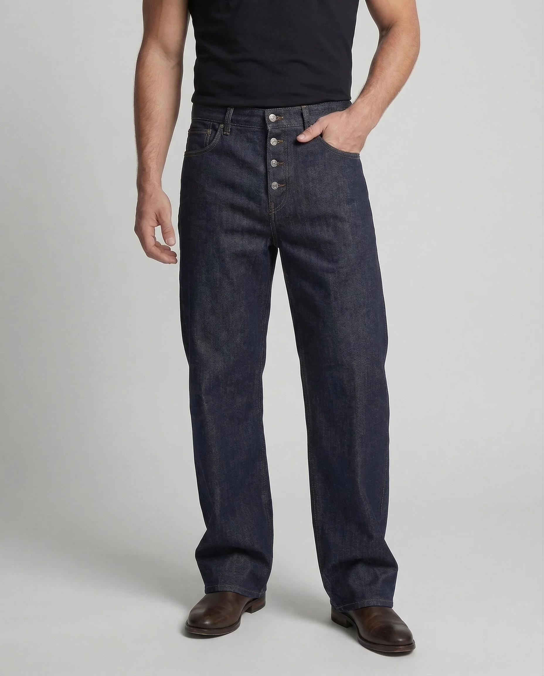 Damen Leinenhose High Waist Knopfleiste - Image 2