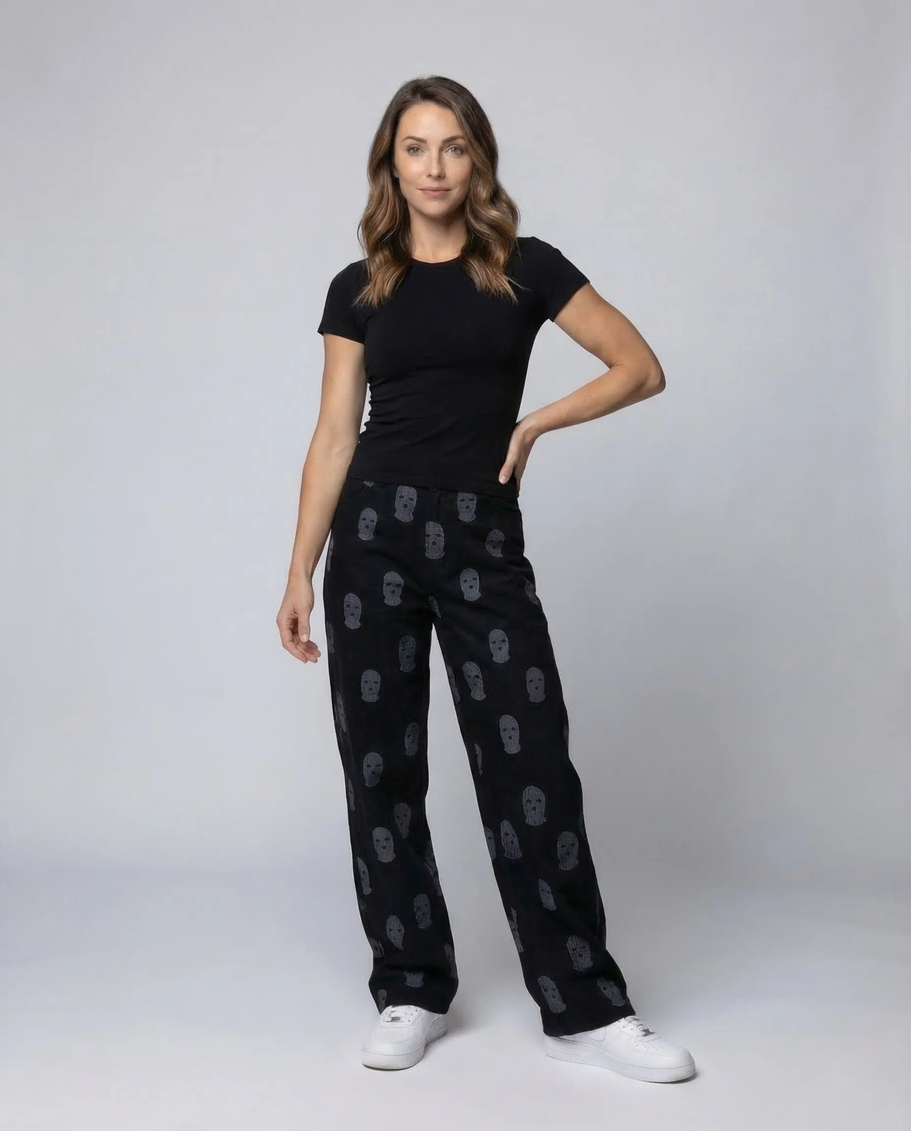 Damen Hose Weit Maskenprint Elastikbund - Image 2