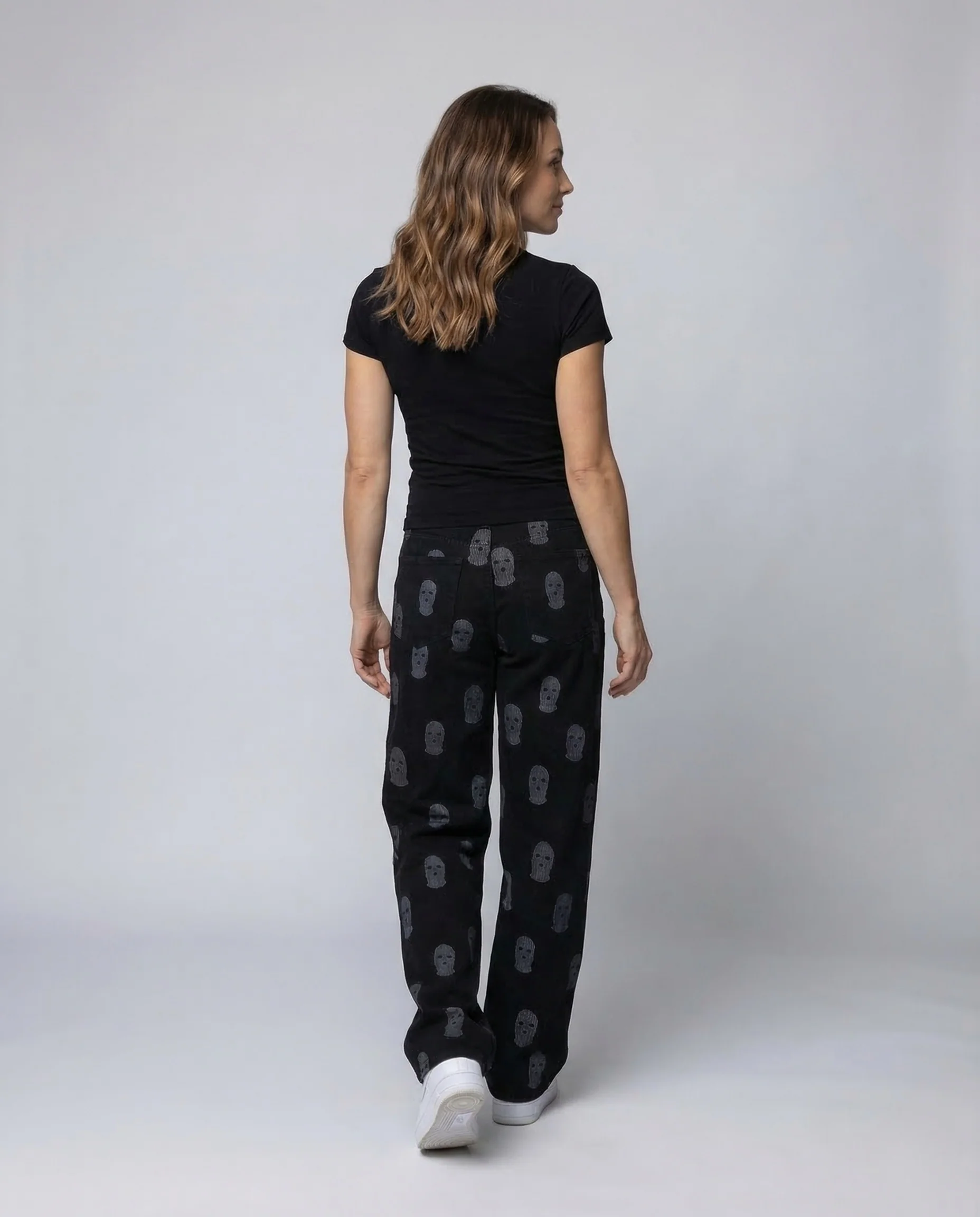 Damen Hose Weit Maskenprint Elastikbund - Image 3