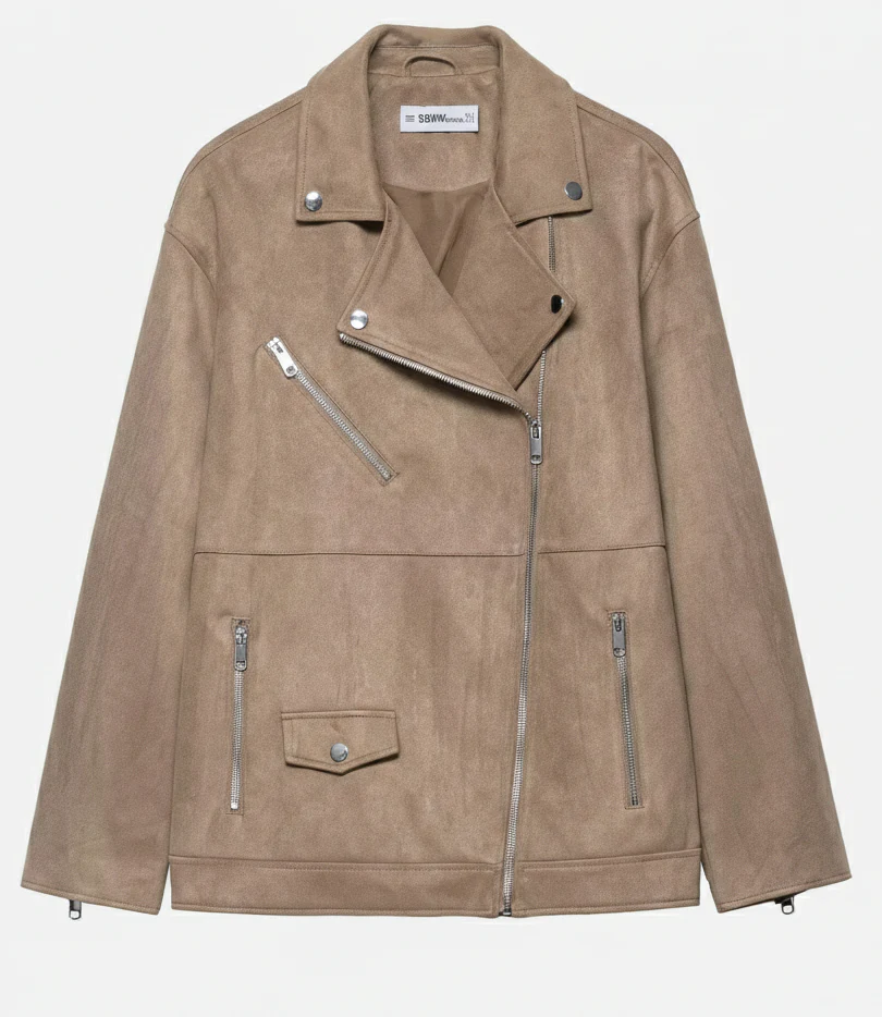 Braune Lederjacke Damen Veloursleder - Image 5