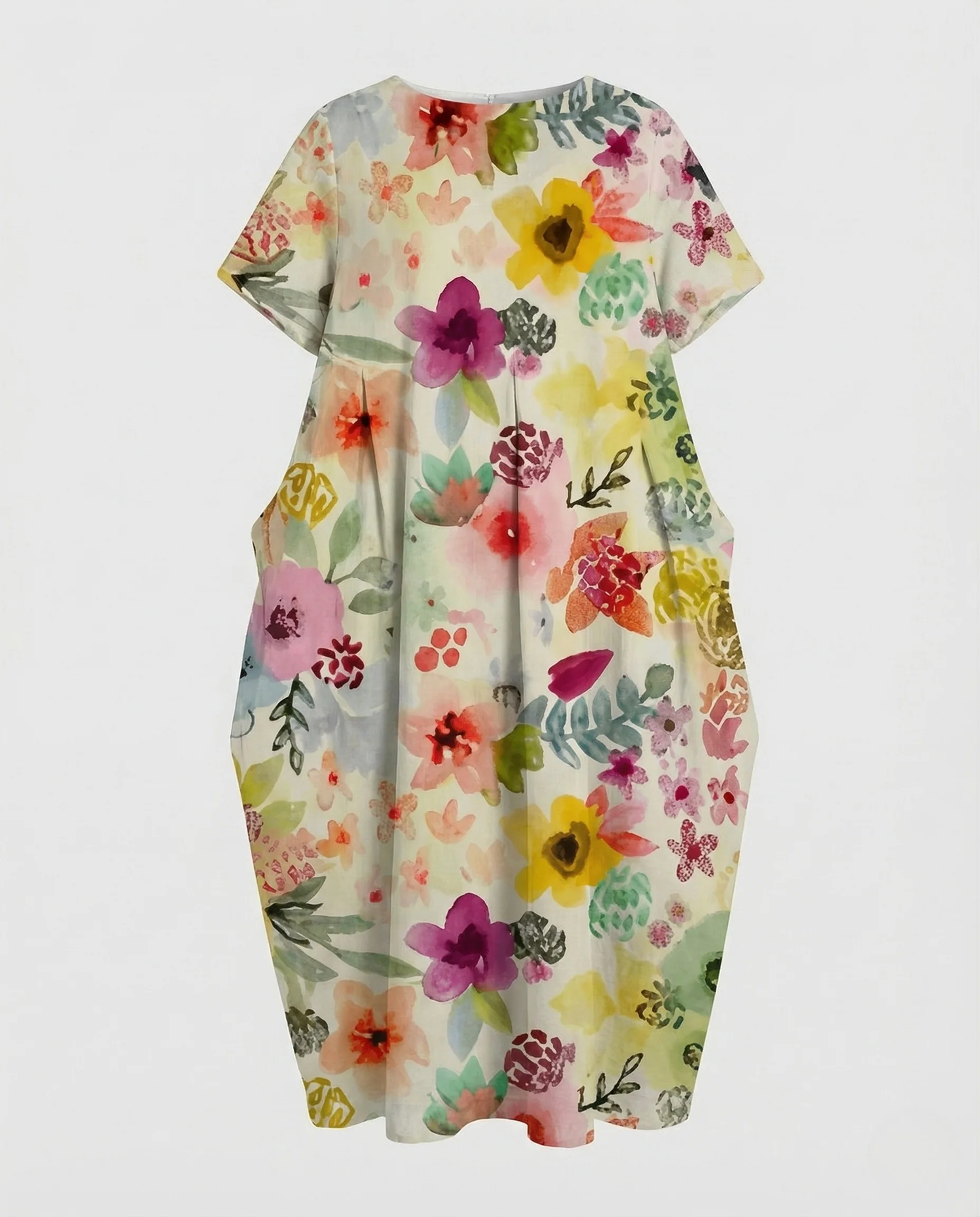 Damen Leinen Kaftankleid Blumen - Image 5