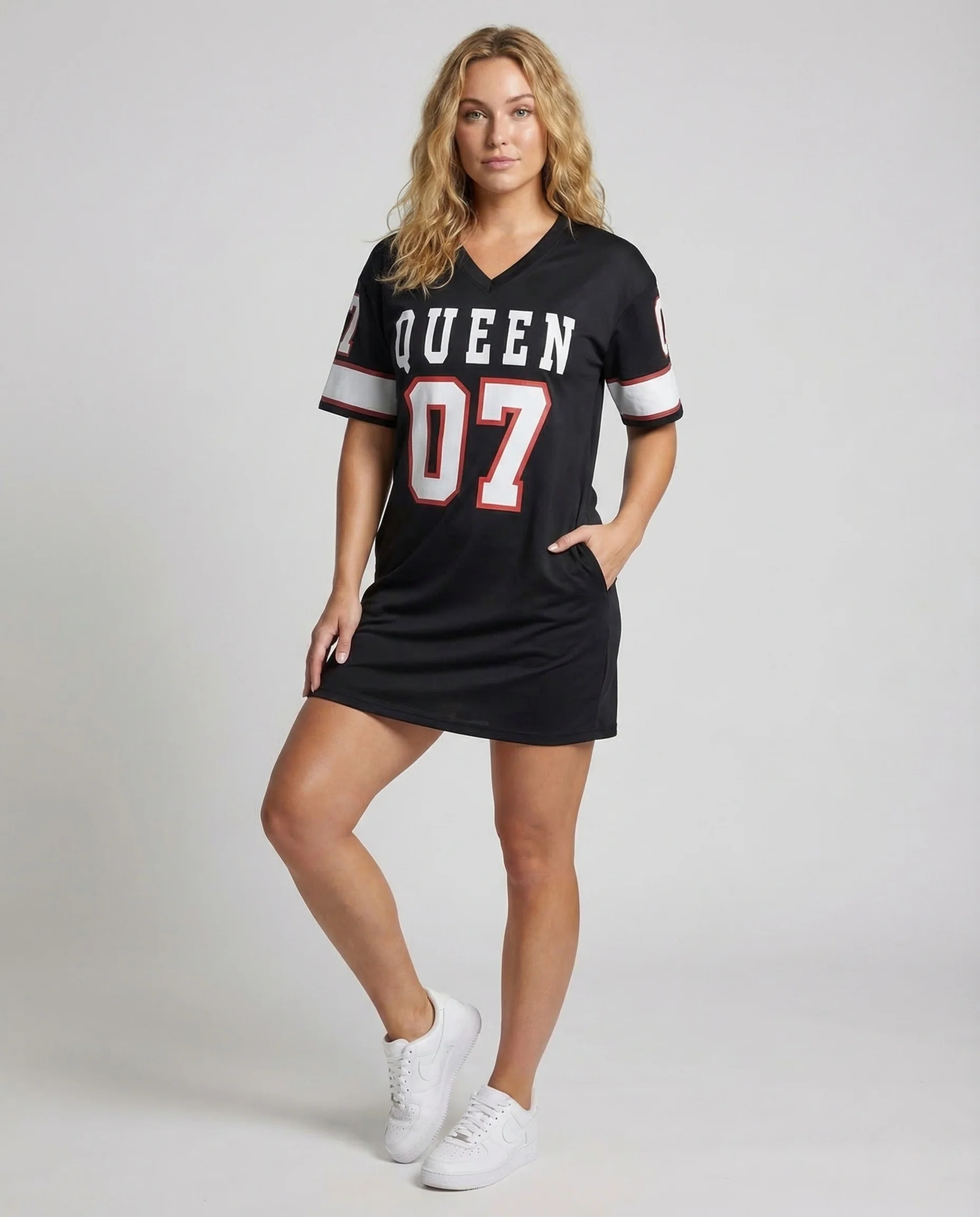 Damen Jersey Minikleid Sport Print