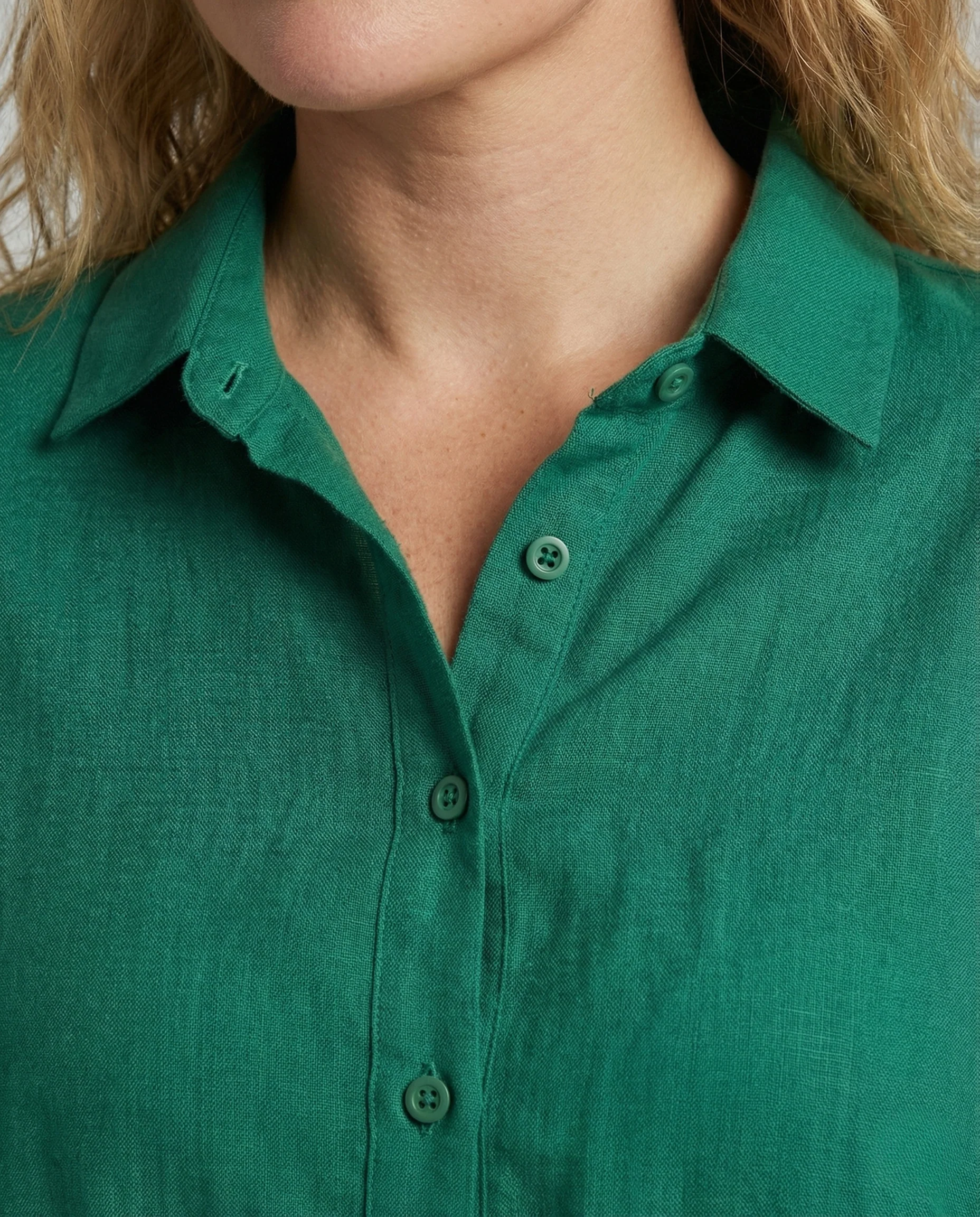 Damen Leinen Tunika Kleid mit Hemdkragen - Image 3