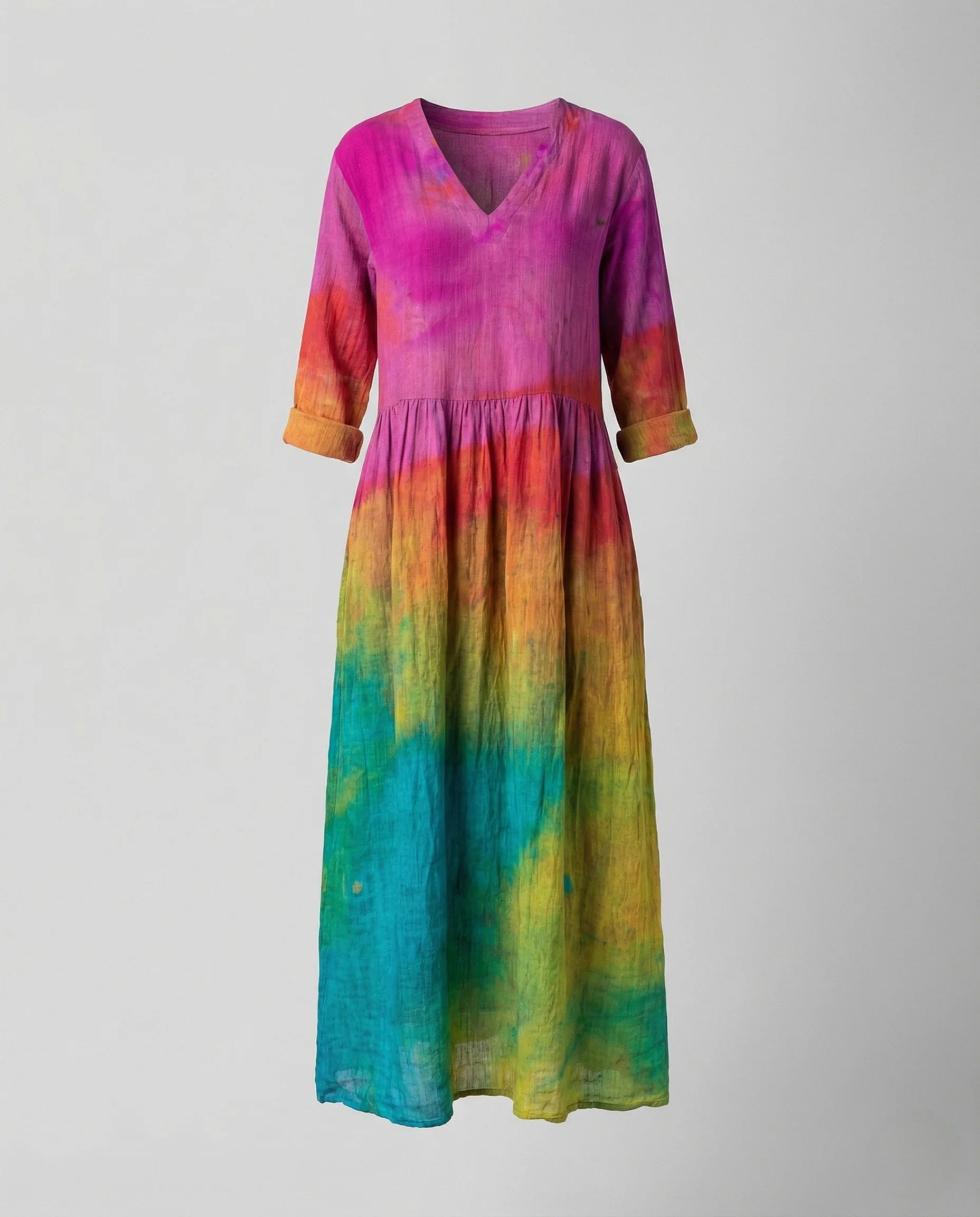 Weites Maxikleid Leinenoptik Damen - Image 4