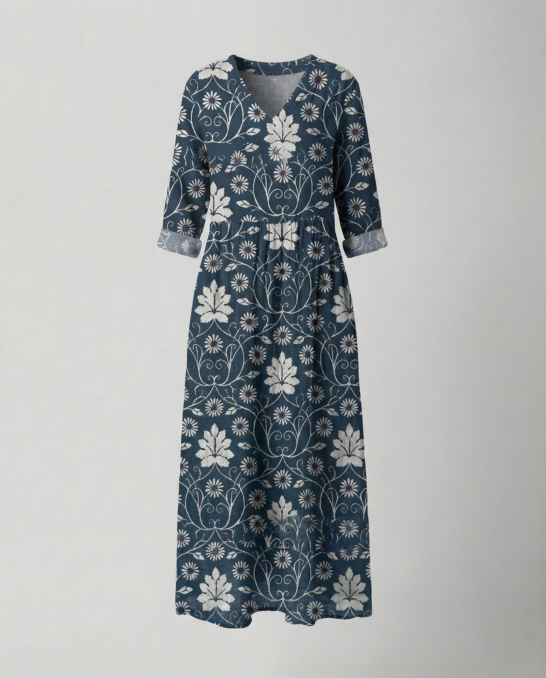 Weites Maxikleid Leinenoptik Damen - Image 5