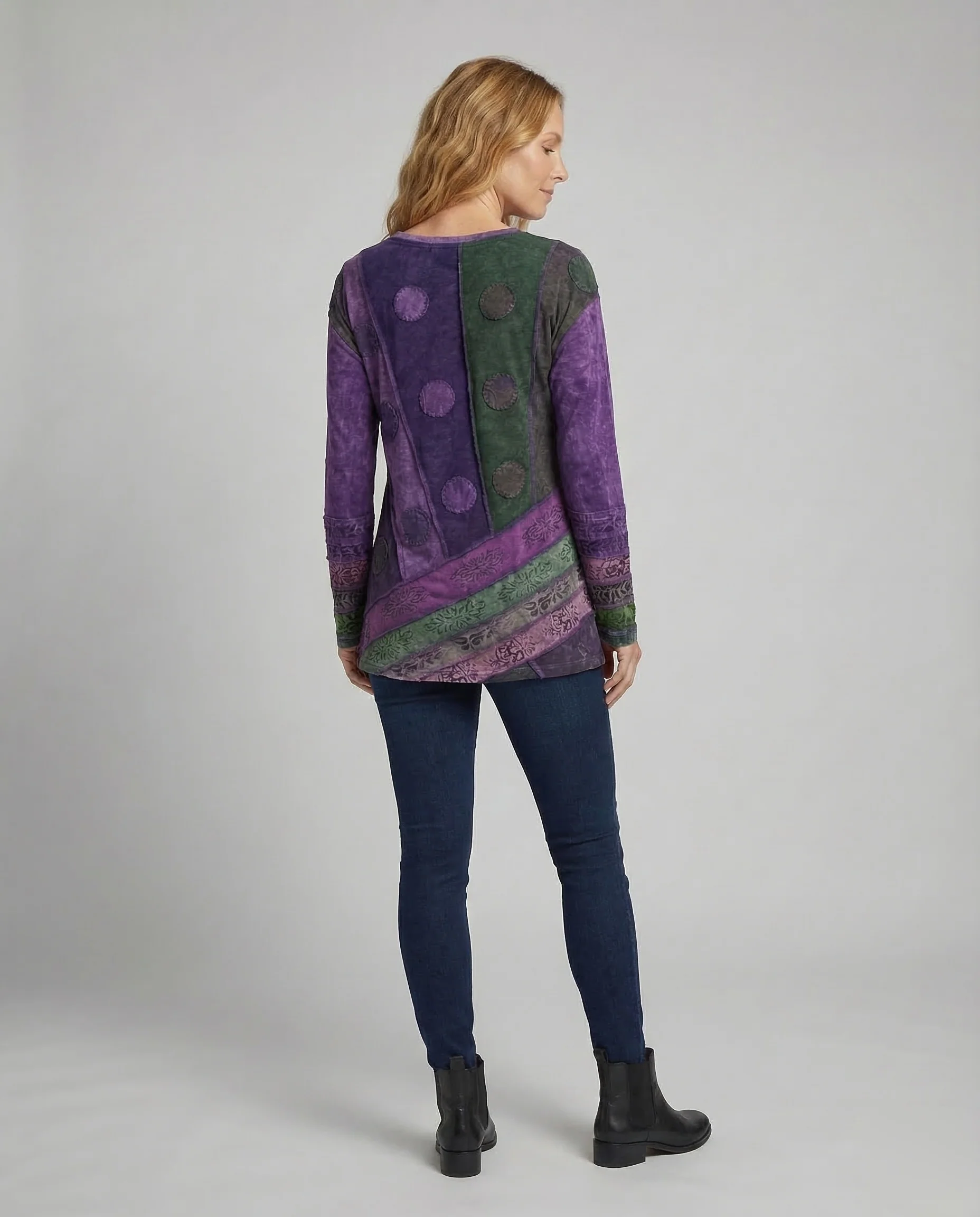 Damen Patchwork-Tunika Samtvelours - Image 4
