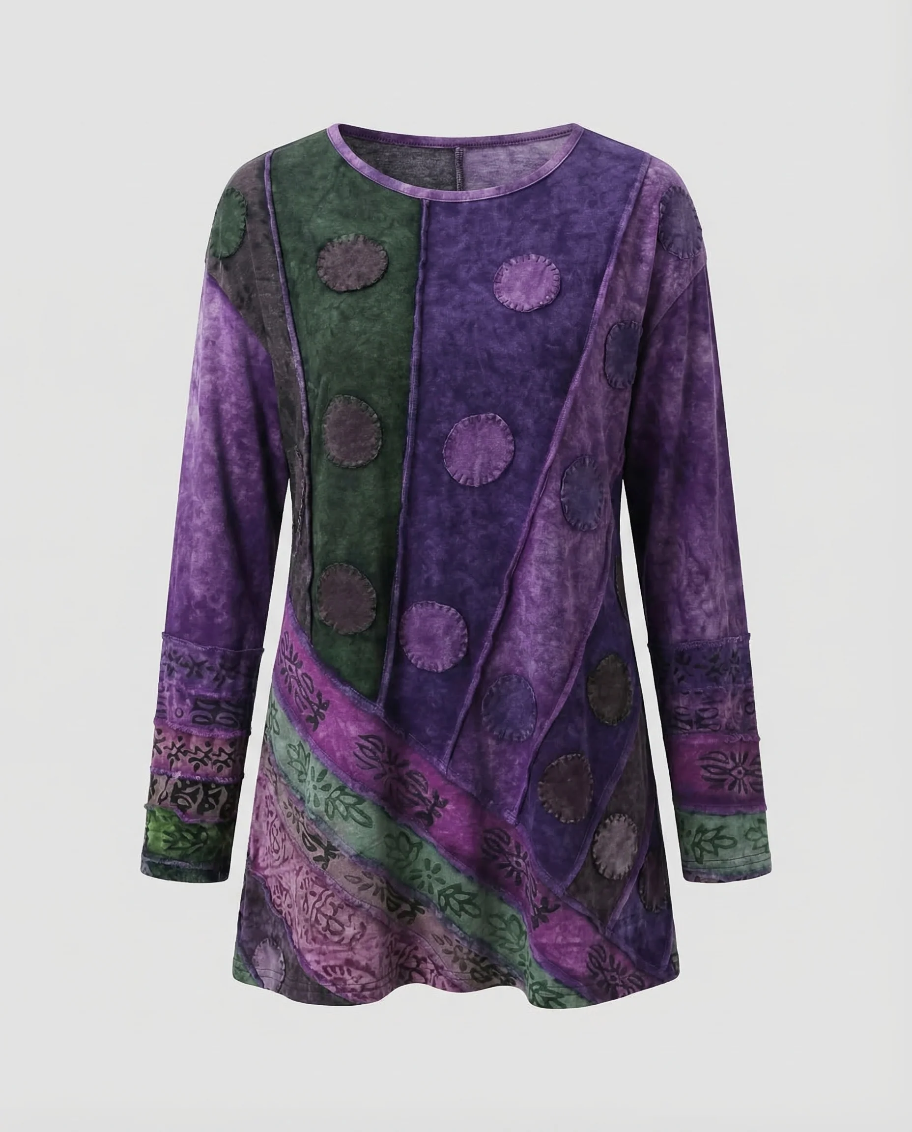 Damen Patchwork-Tunika Samtvelours - Image 5