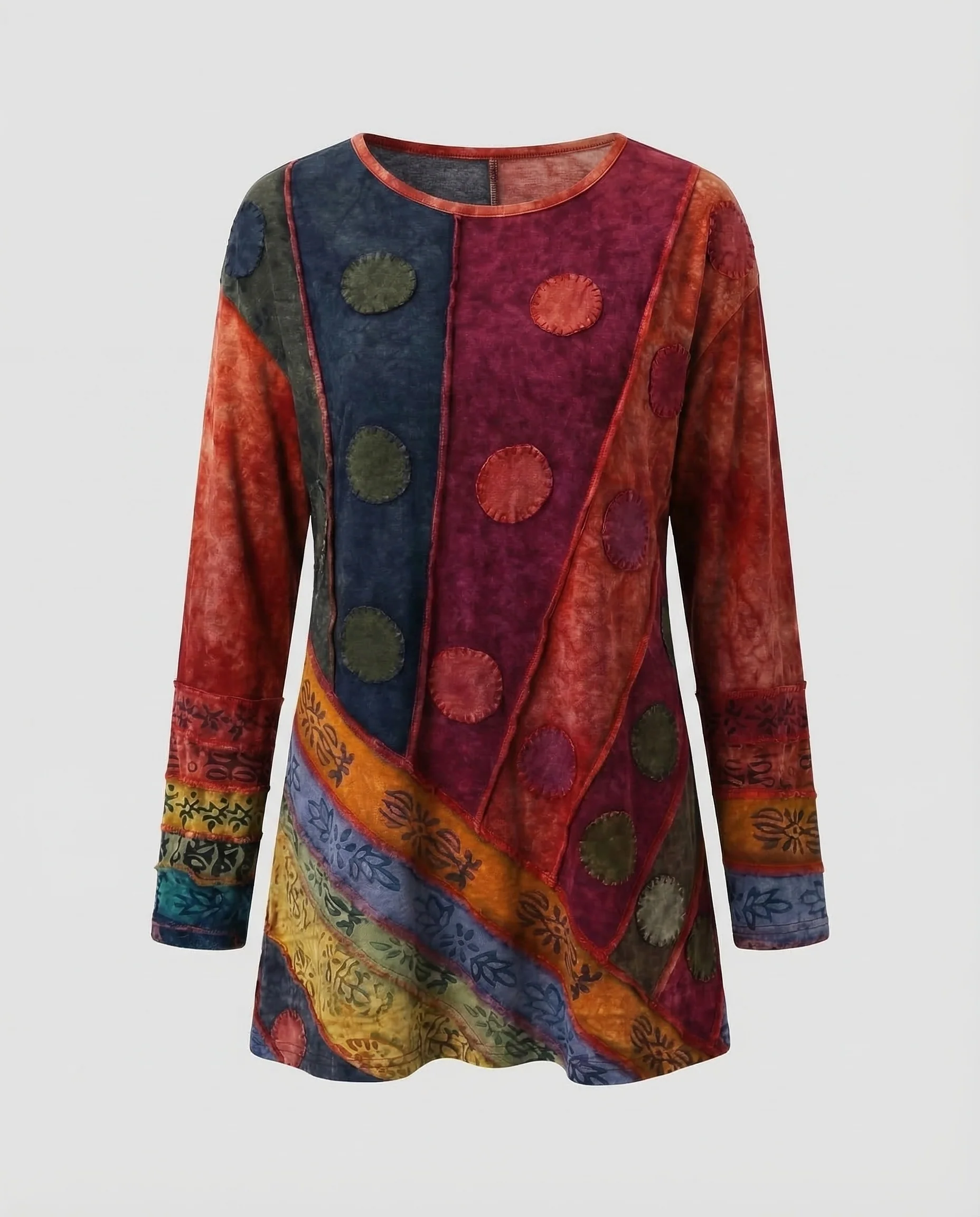 Damen Patchwork-Tunika Samtvelours - Image 6