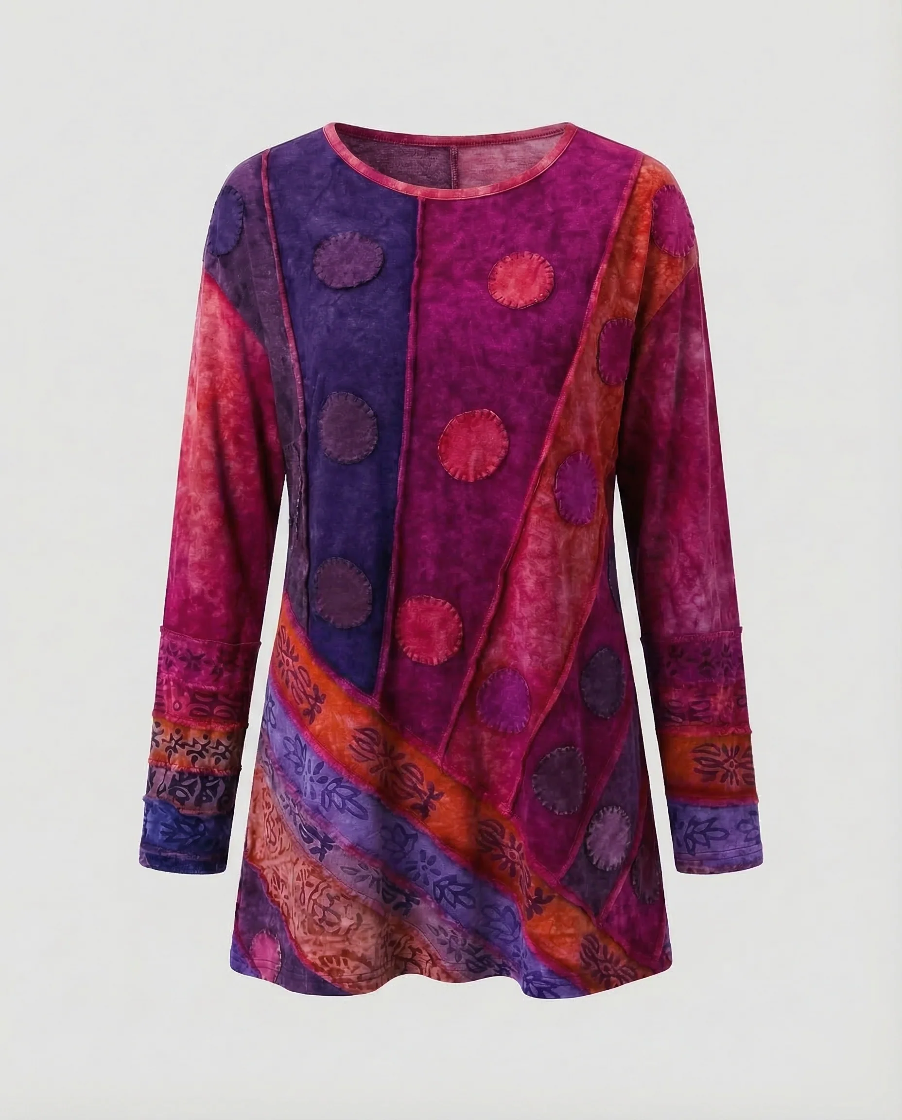 Damen Patchwork-Tunika Samtvelours - Image 9