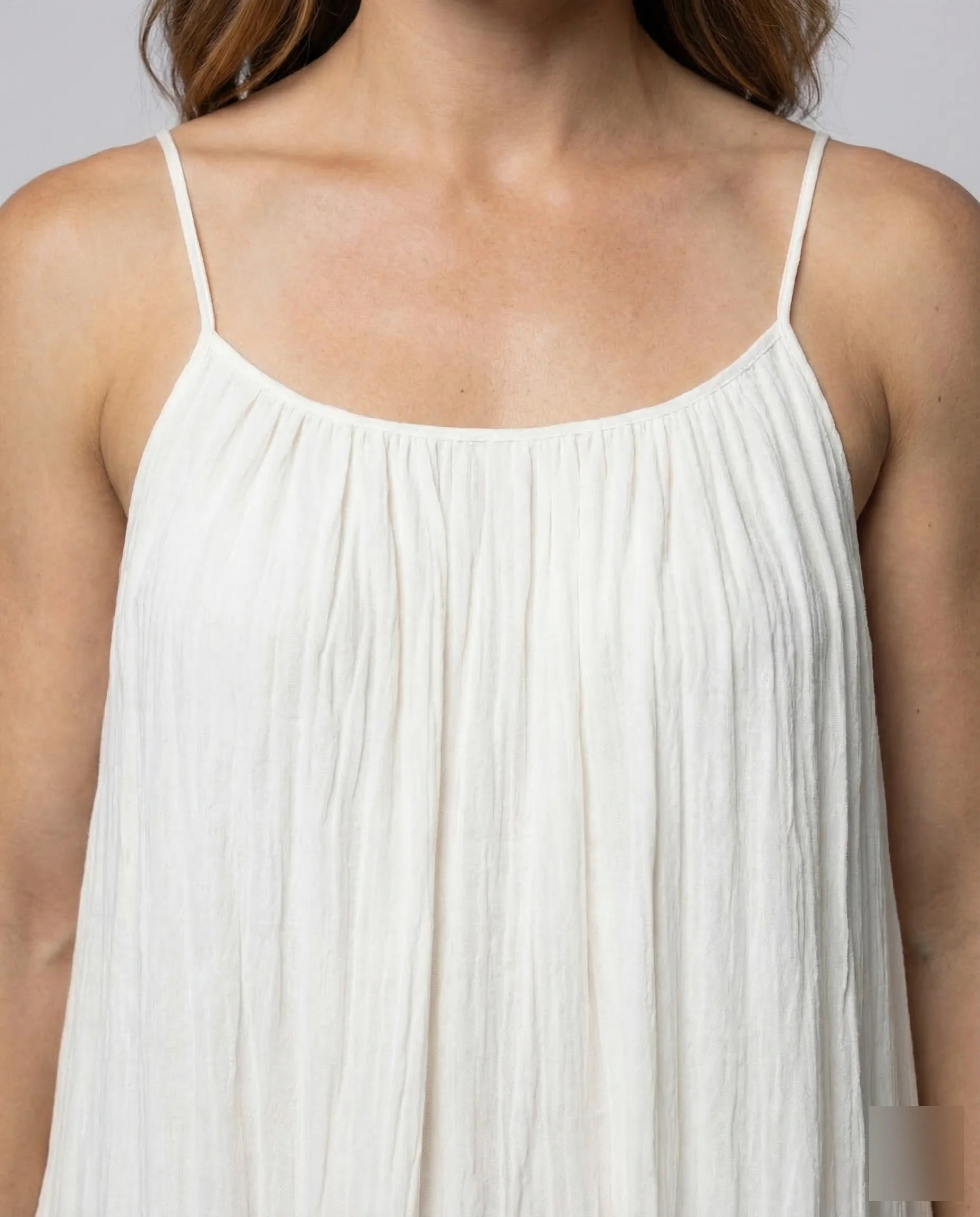Damen Plissee Maxikleid Spaghettiträger - Image 3