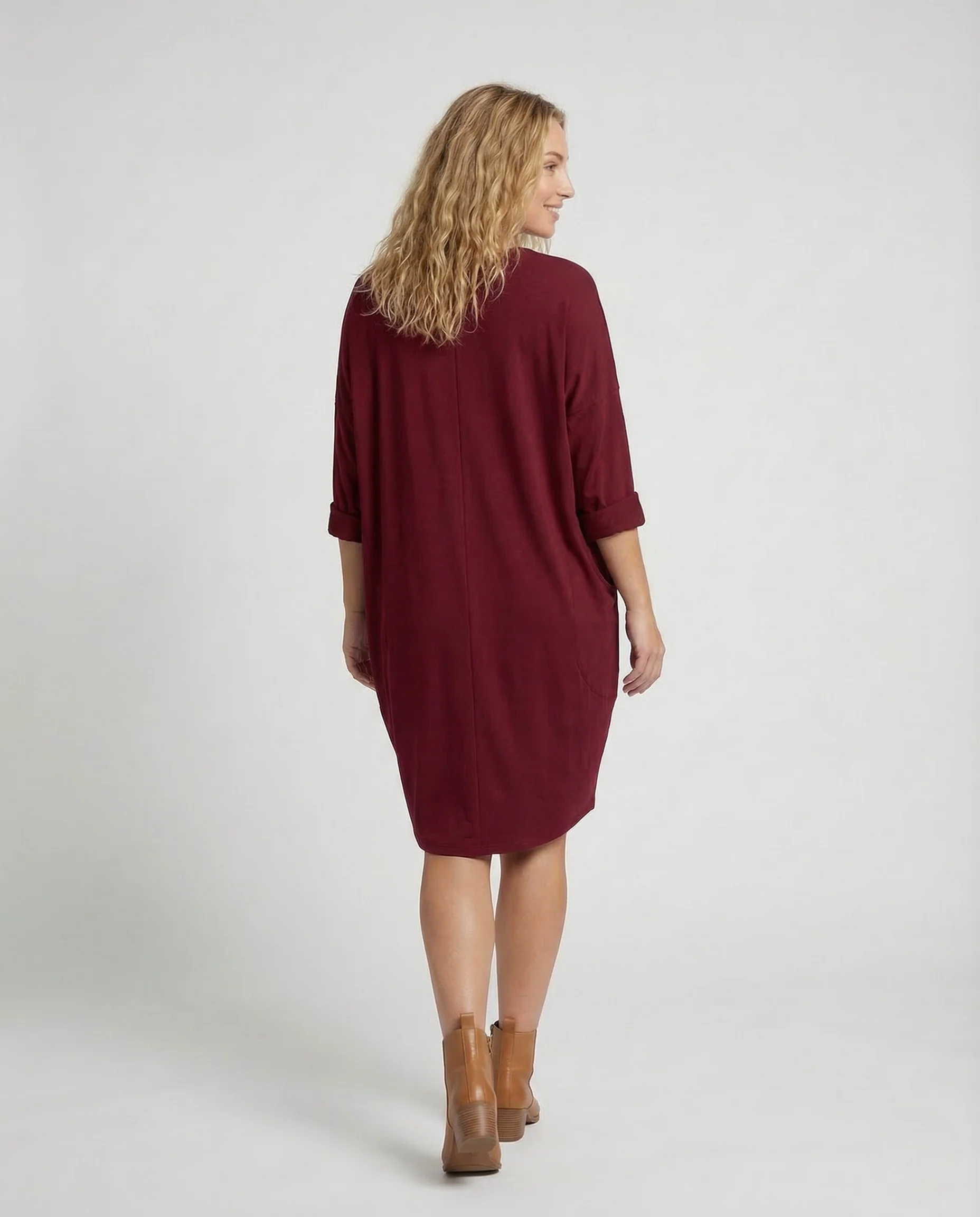 Damen Tunika Kleid Viskose Taschen - Image 4