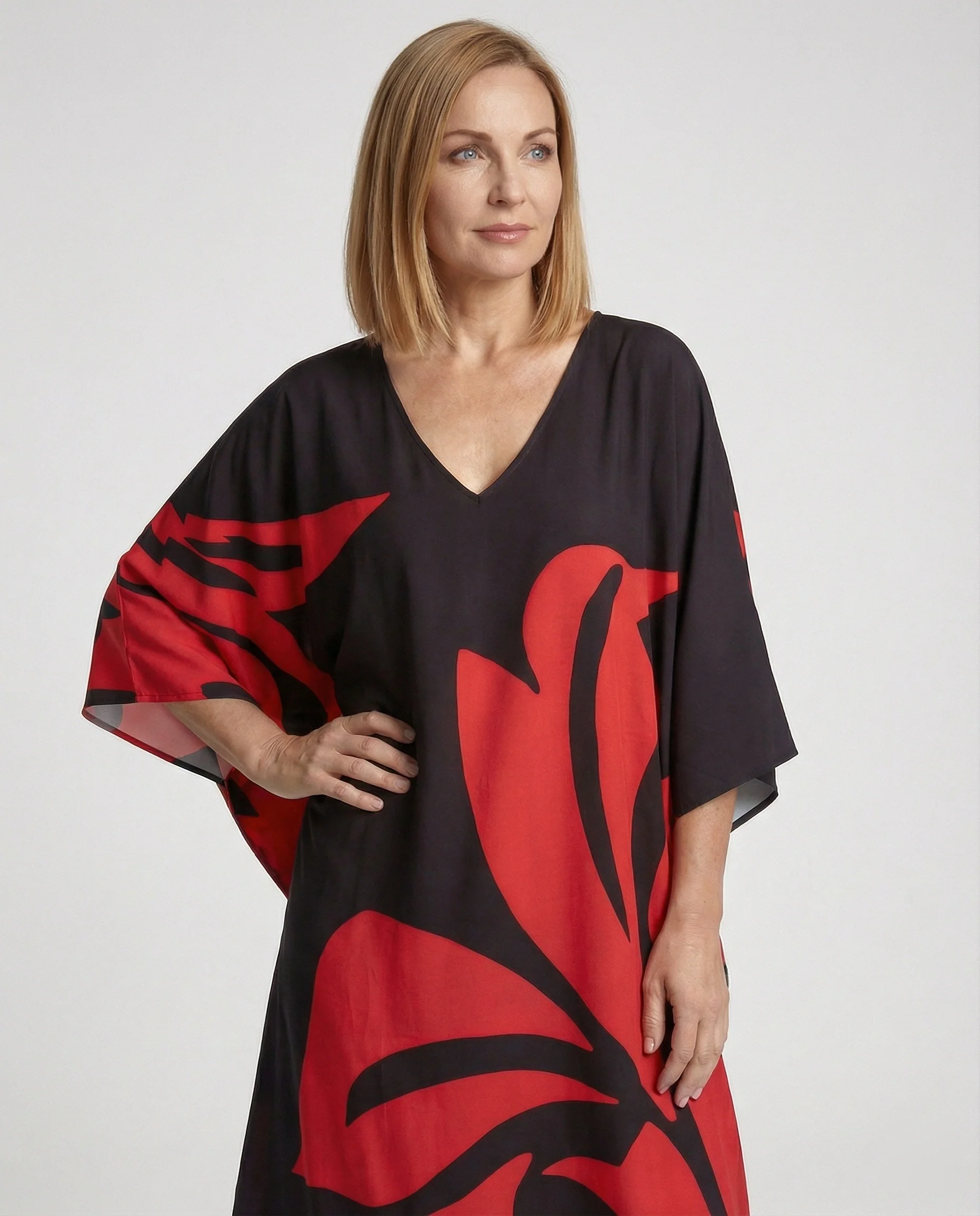 Damen Maxikleid Kaftan V-Ausschnitt - Image 2