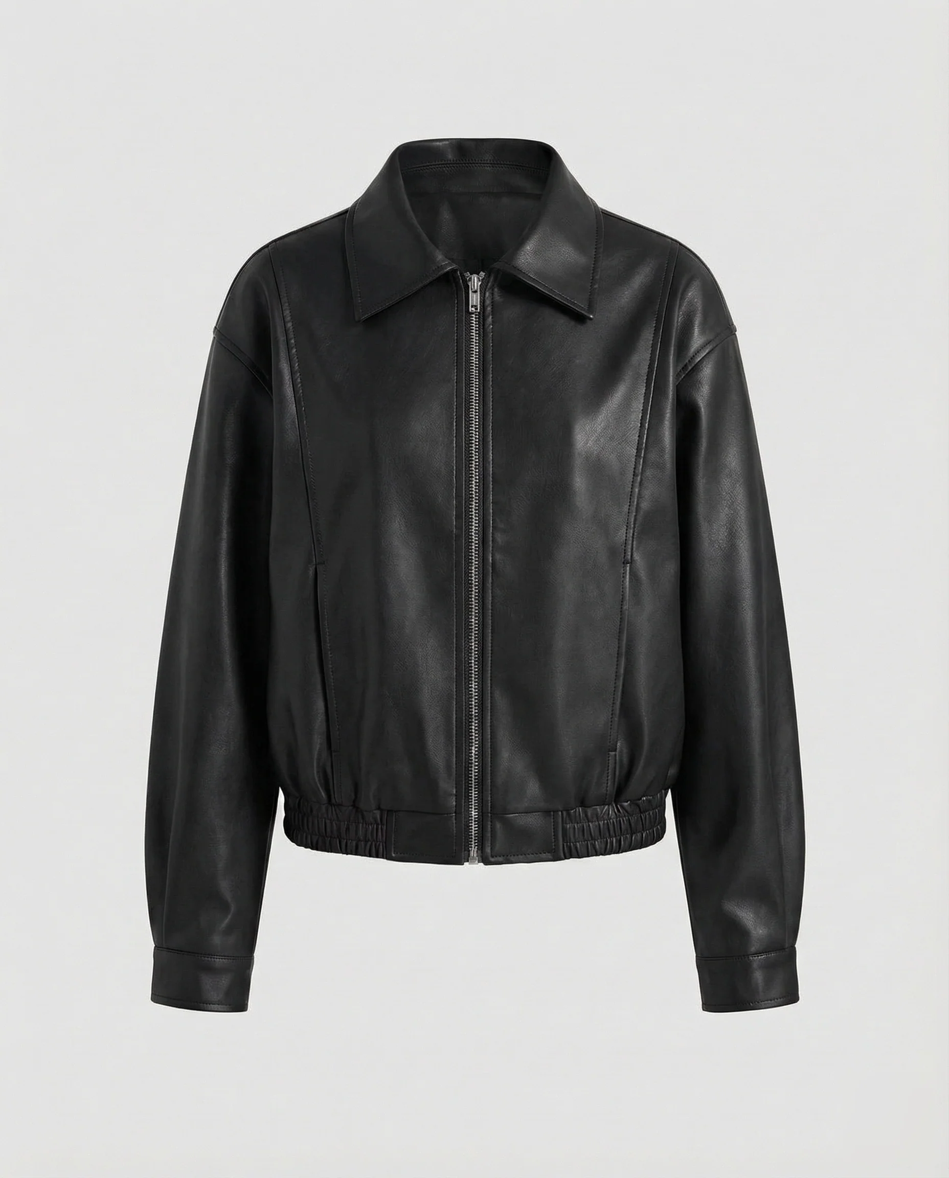 Damen Kunstleder Bomberjacke Oversize - Image 6
