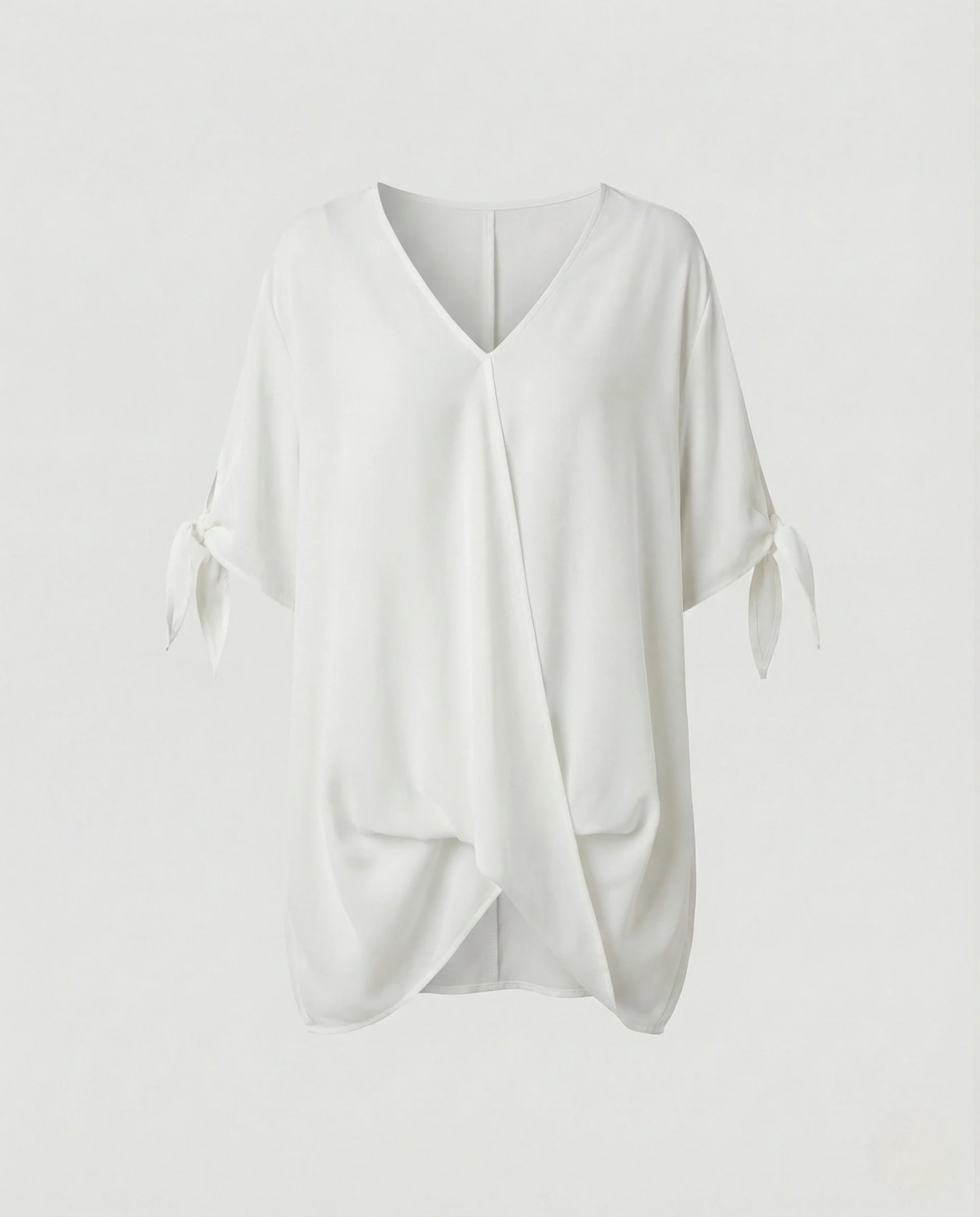 Damen V-Ausschnitt Bluse mit Bindärmeln - Image 6
