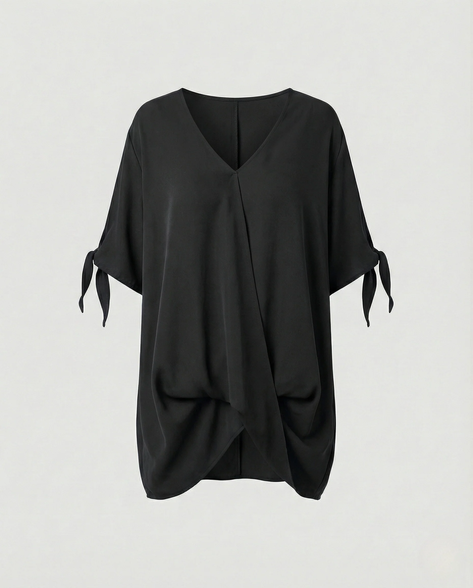 Damen V-Ausschnitt Bluse mit Bindärmeln - Image 7