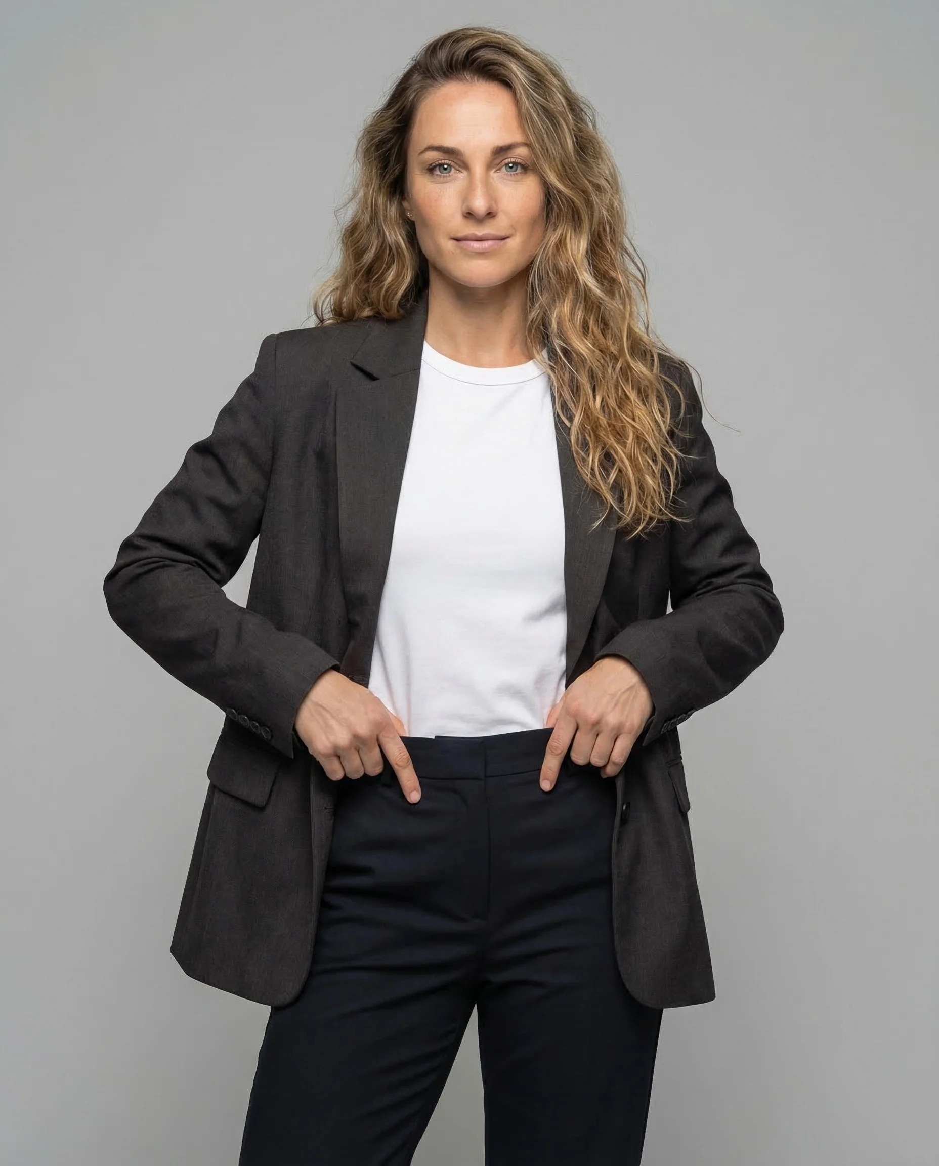 Damen Blazer Oversize Bindeschal - Image 2