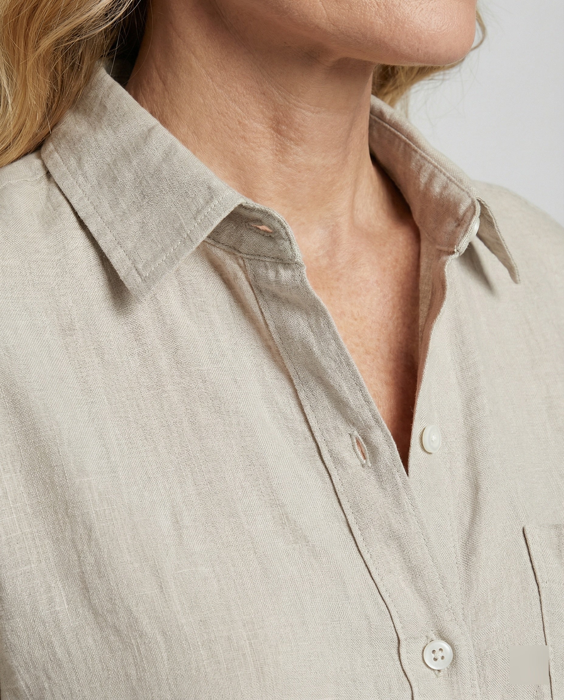 Damen Hemdblusenkleid Leinen Midi - Image 5
